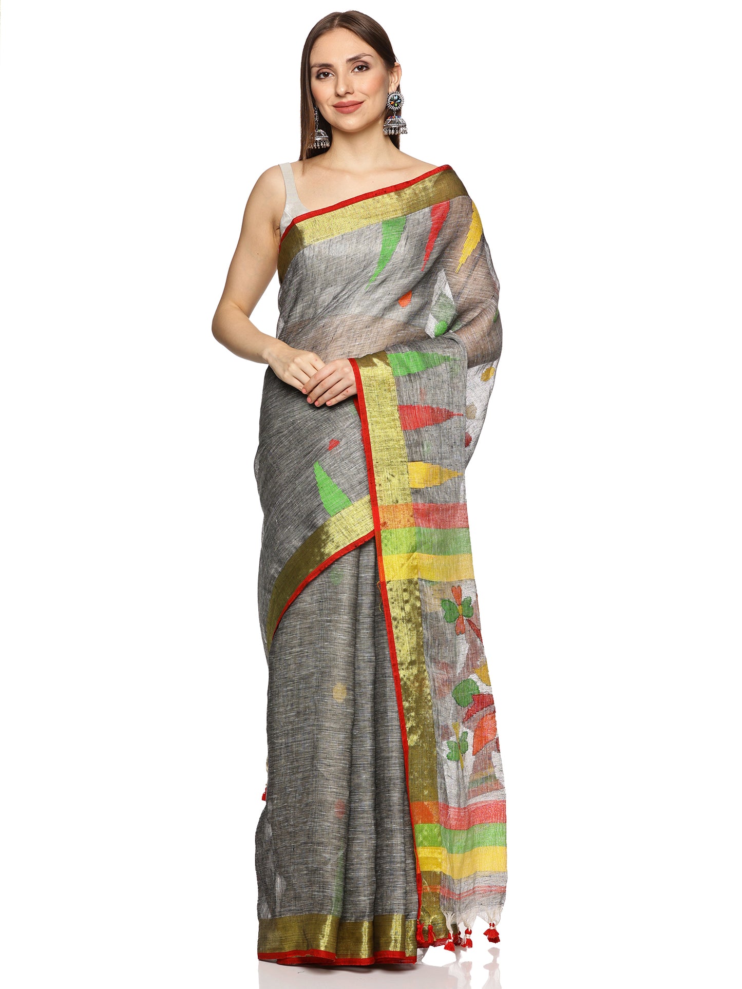 Grey Jamdani Saree