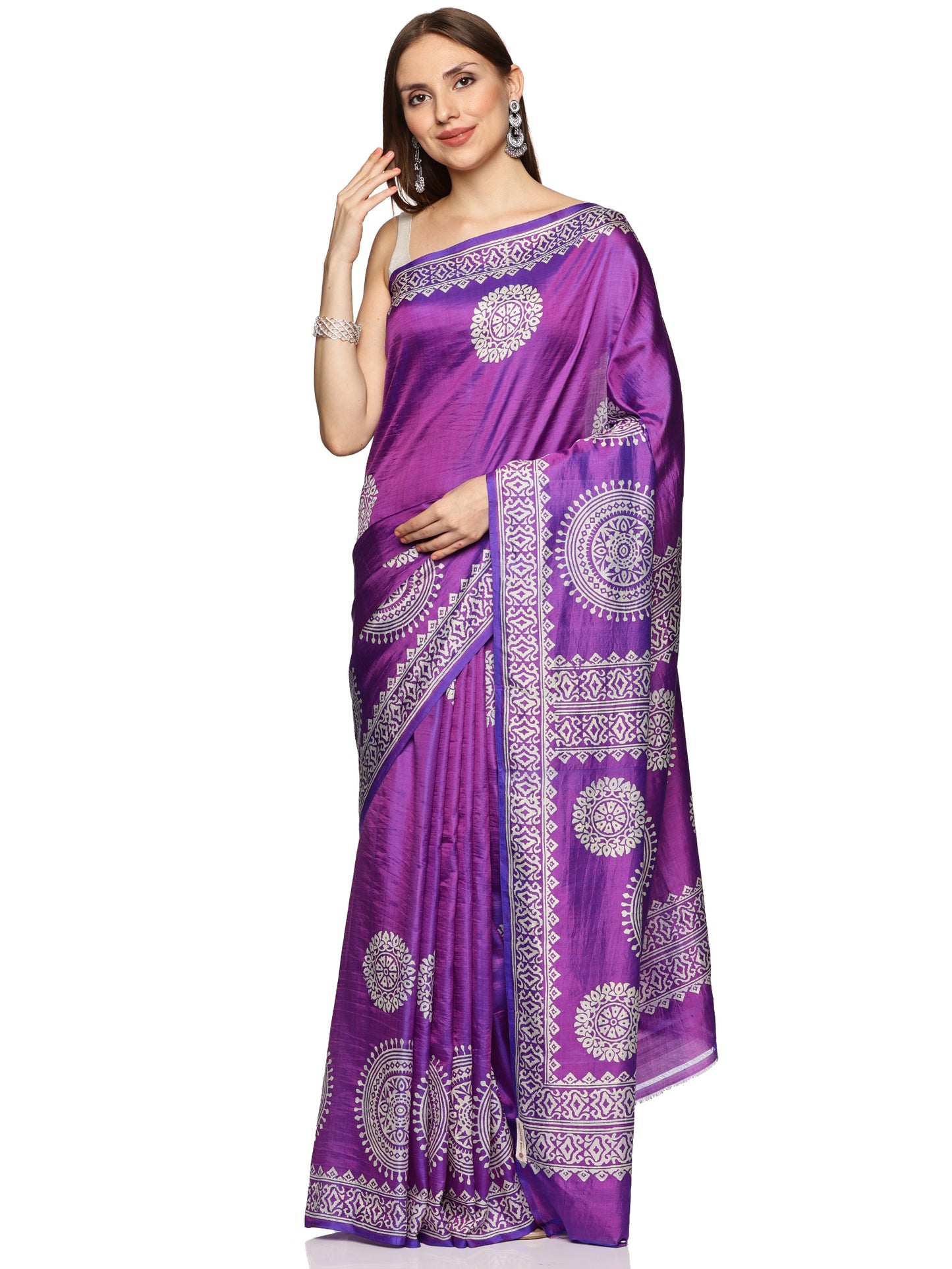 Purple Bishnupur Silk Saree