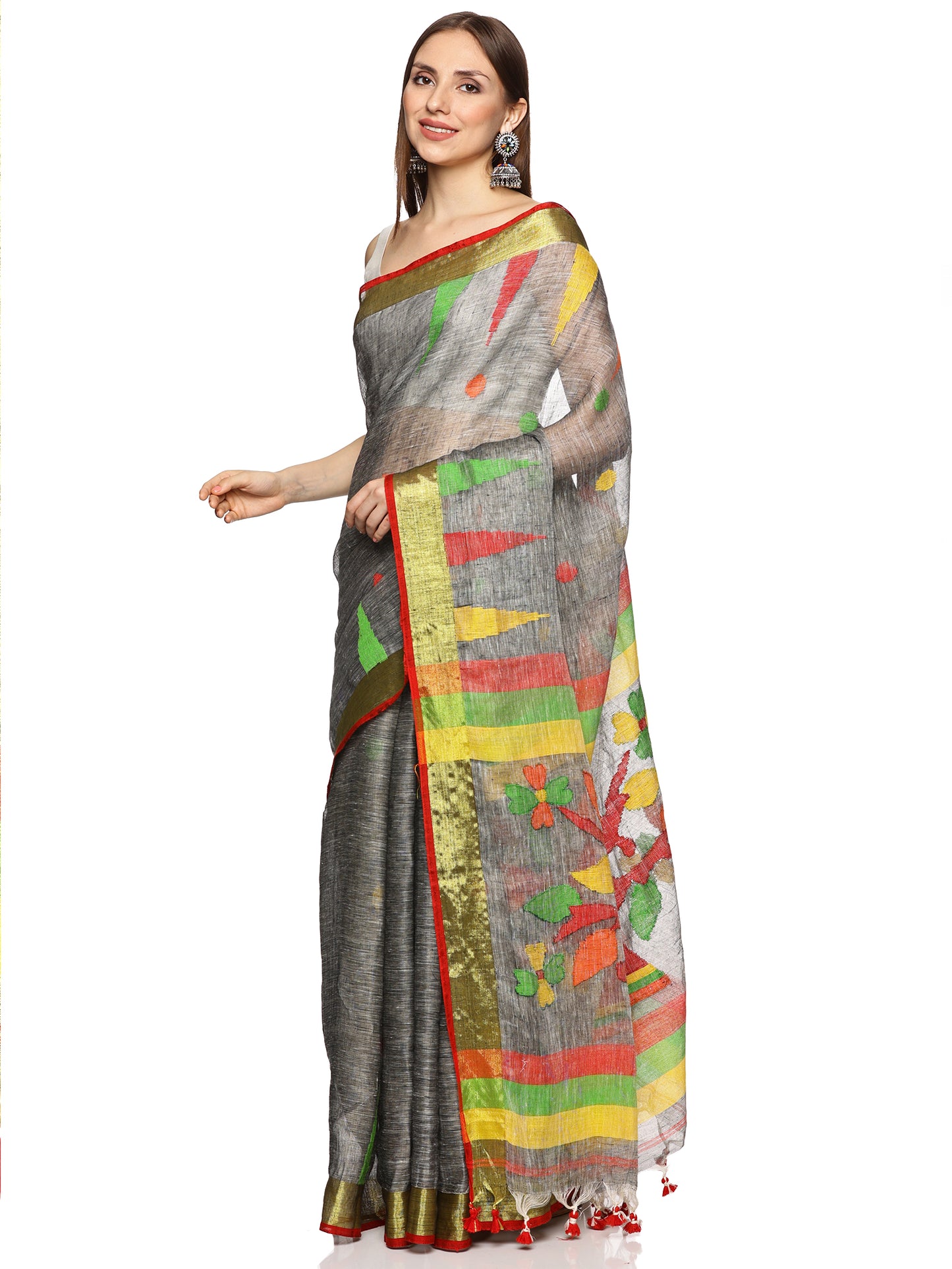 Grey Jamdani Saree