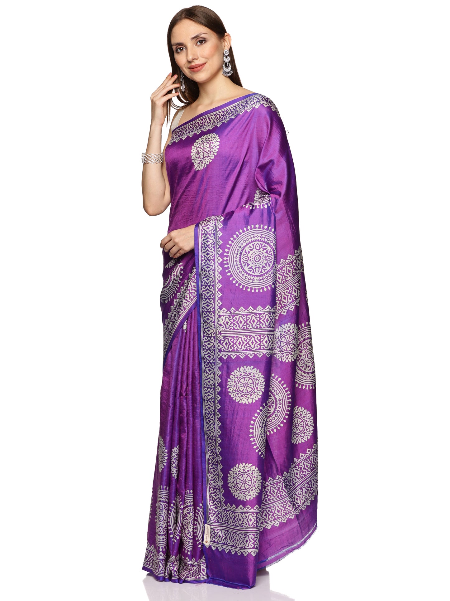 Purple Bishnupur Silk Saree
