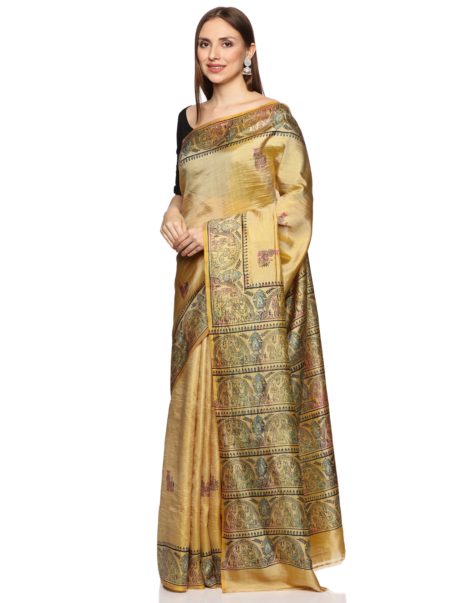 Gold Bishnupur Silk Saree