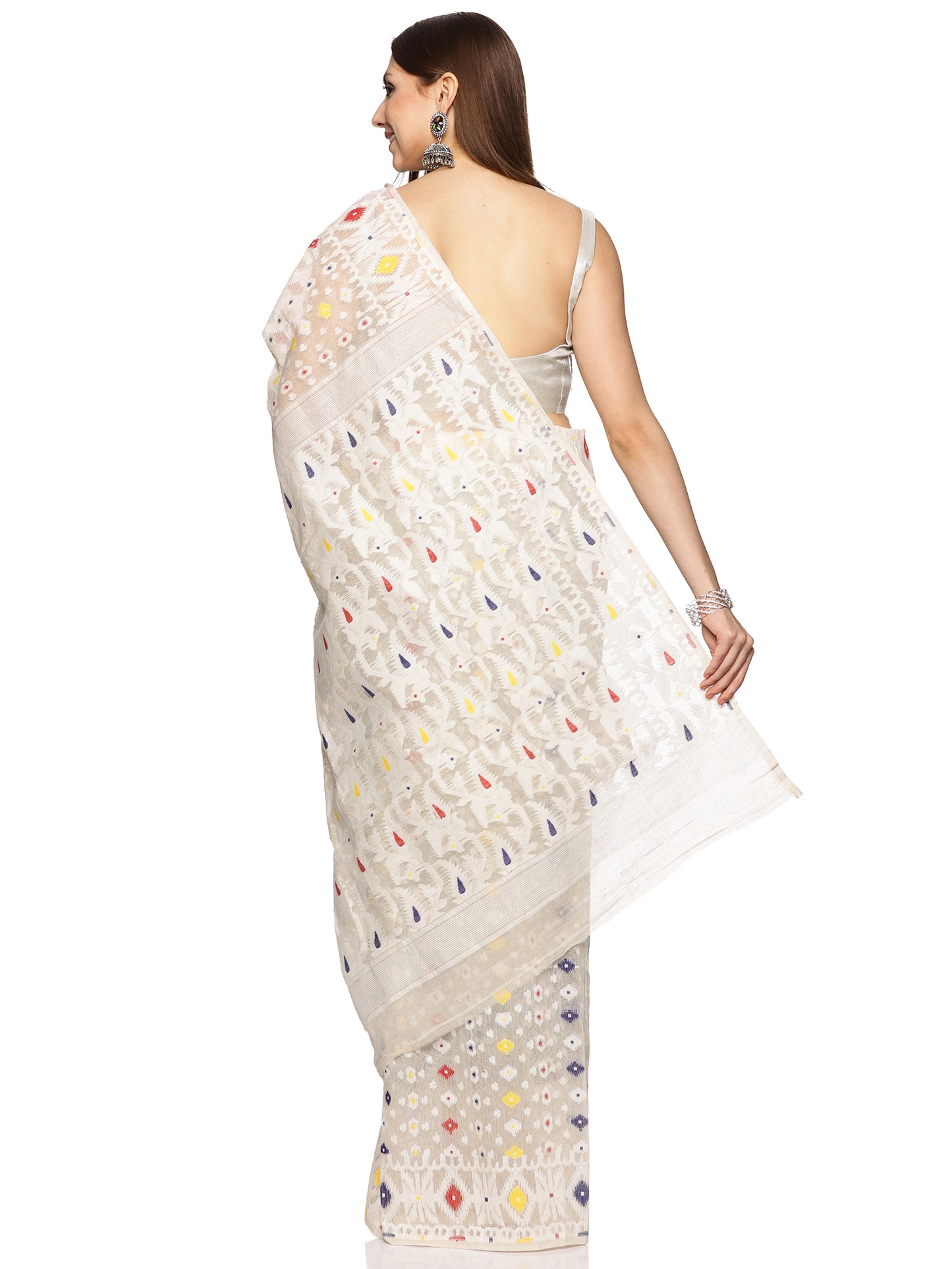 White Bengal Cotton Jamdani Saree