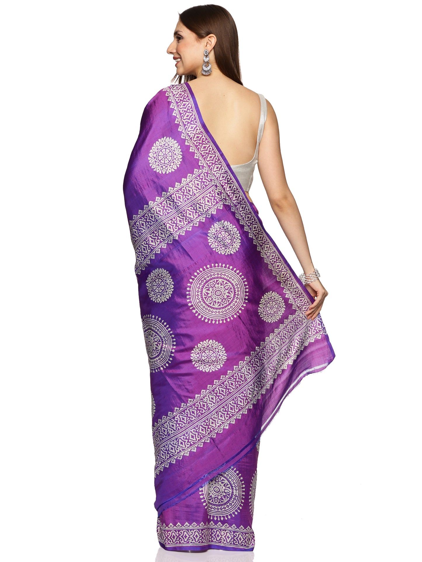 Purple Bishnupur Silk Saree