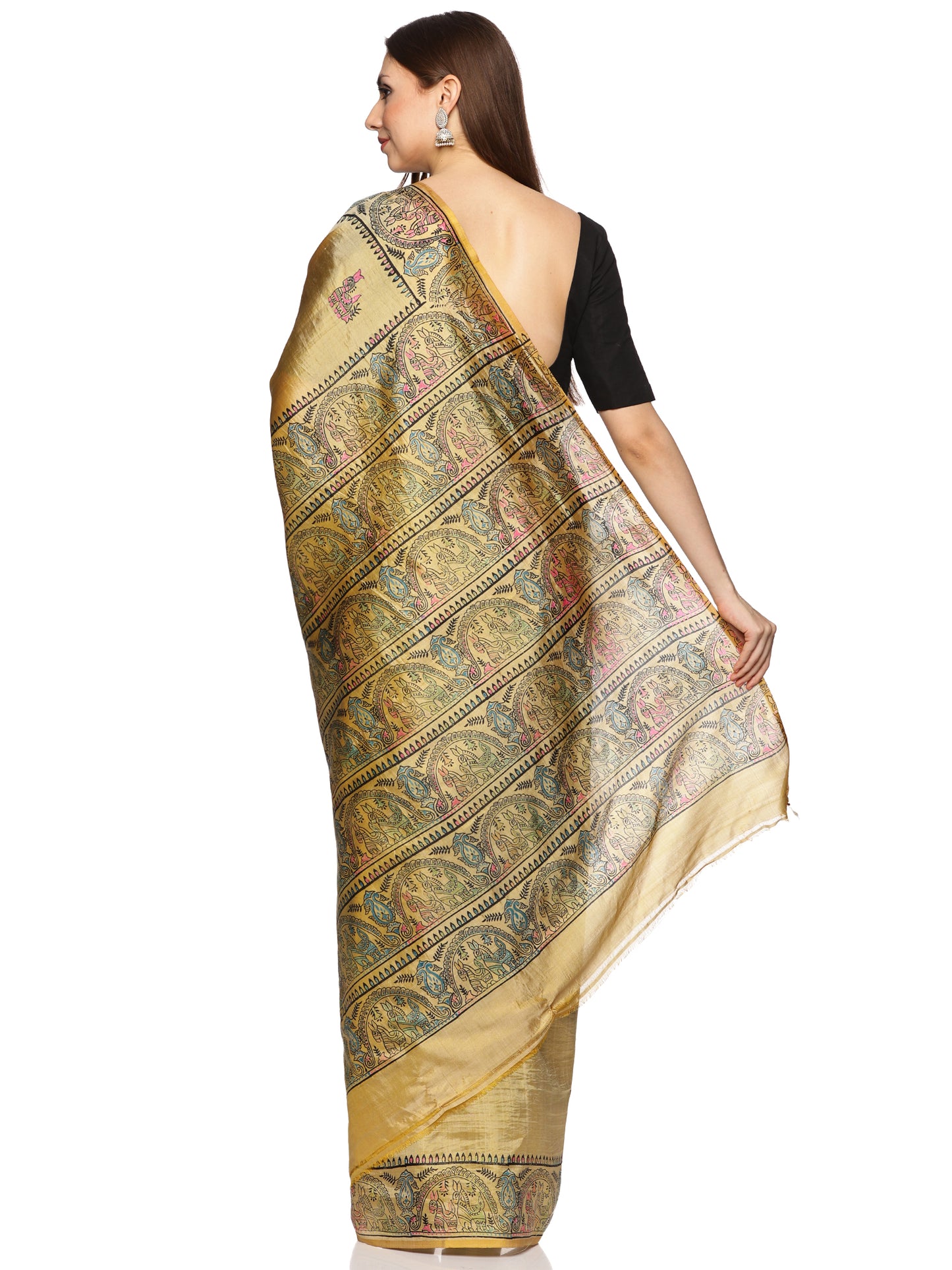 Gold Bishnupur Silk Saree