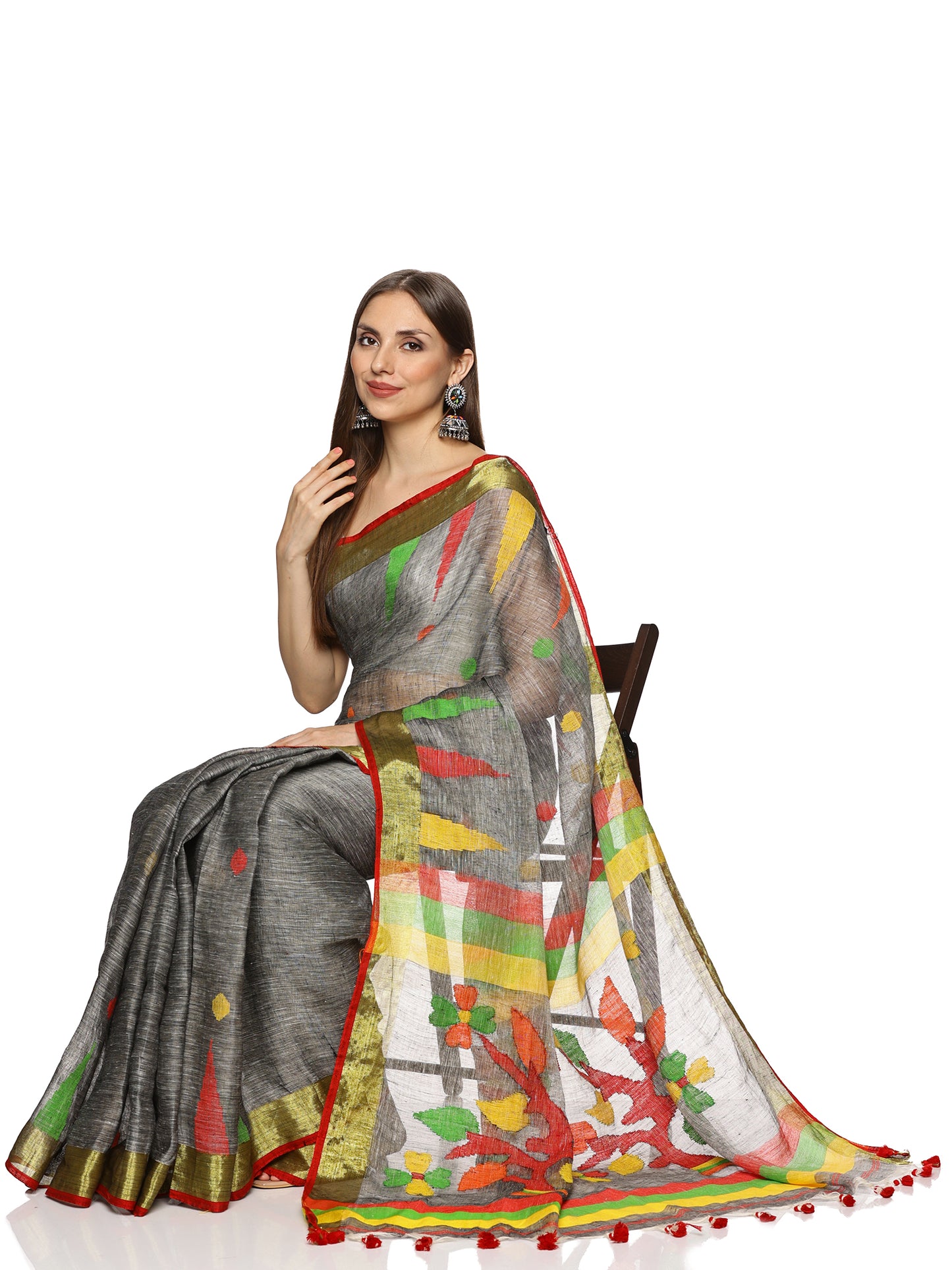 Grey Jamdani Saree