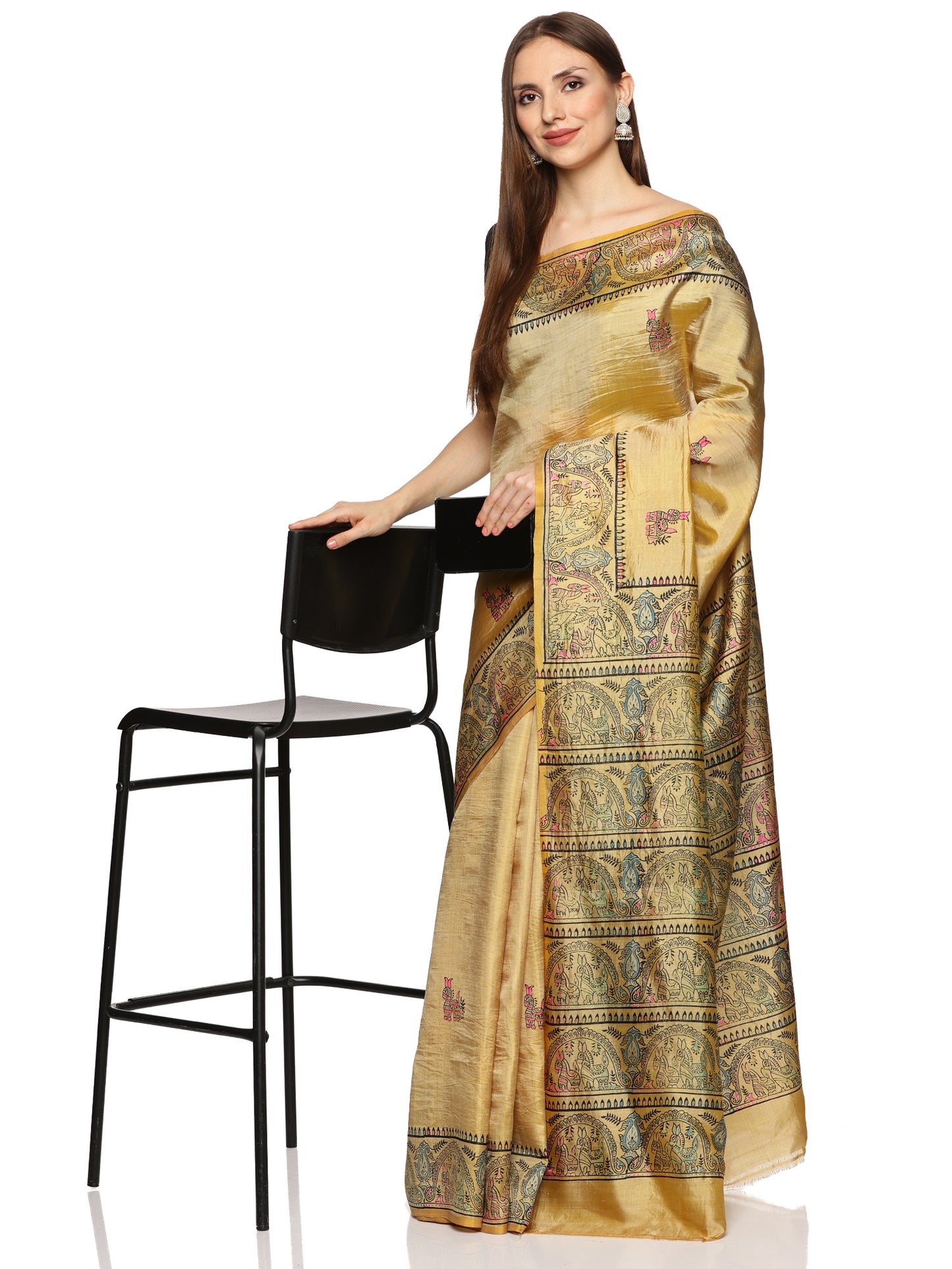 Gold Bishnupur Silk Saree