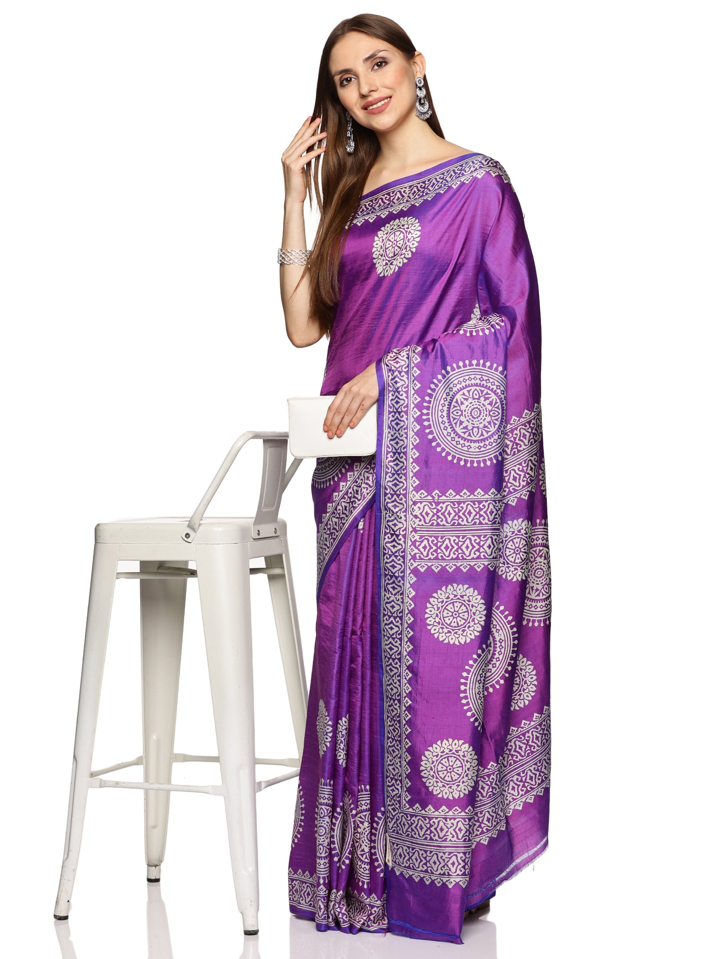 Purple Bishnupur Silk Saree