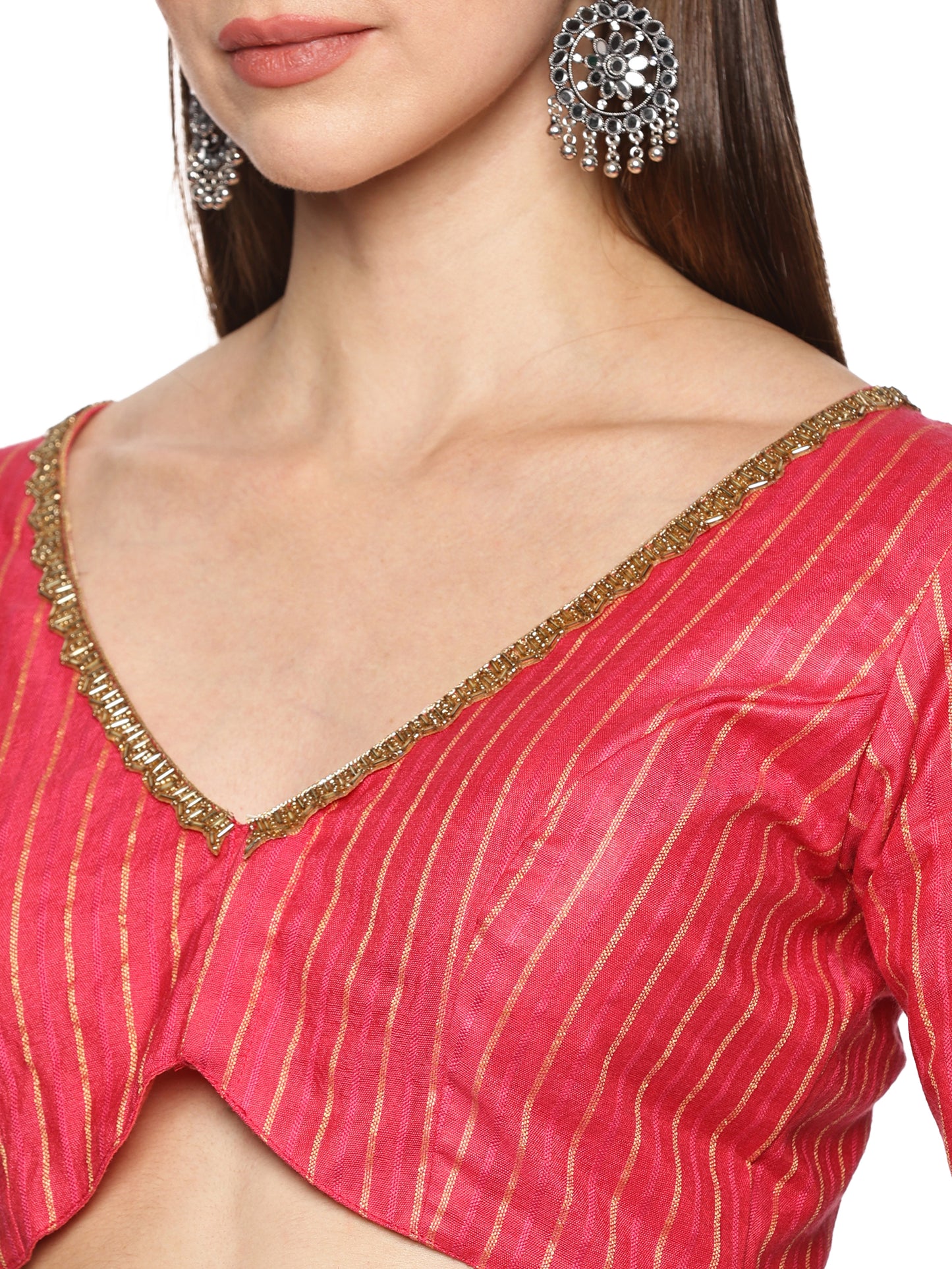 Pink and golden stripped padded blouse
