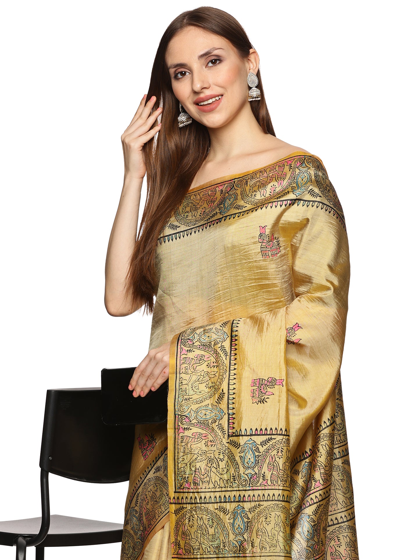 Gold Bishnupur Silk Saree