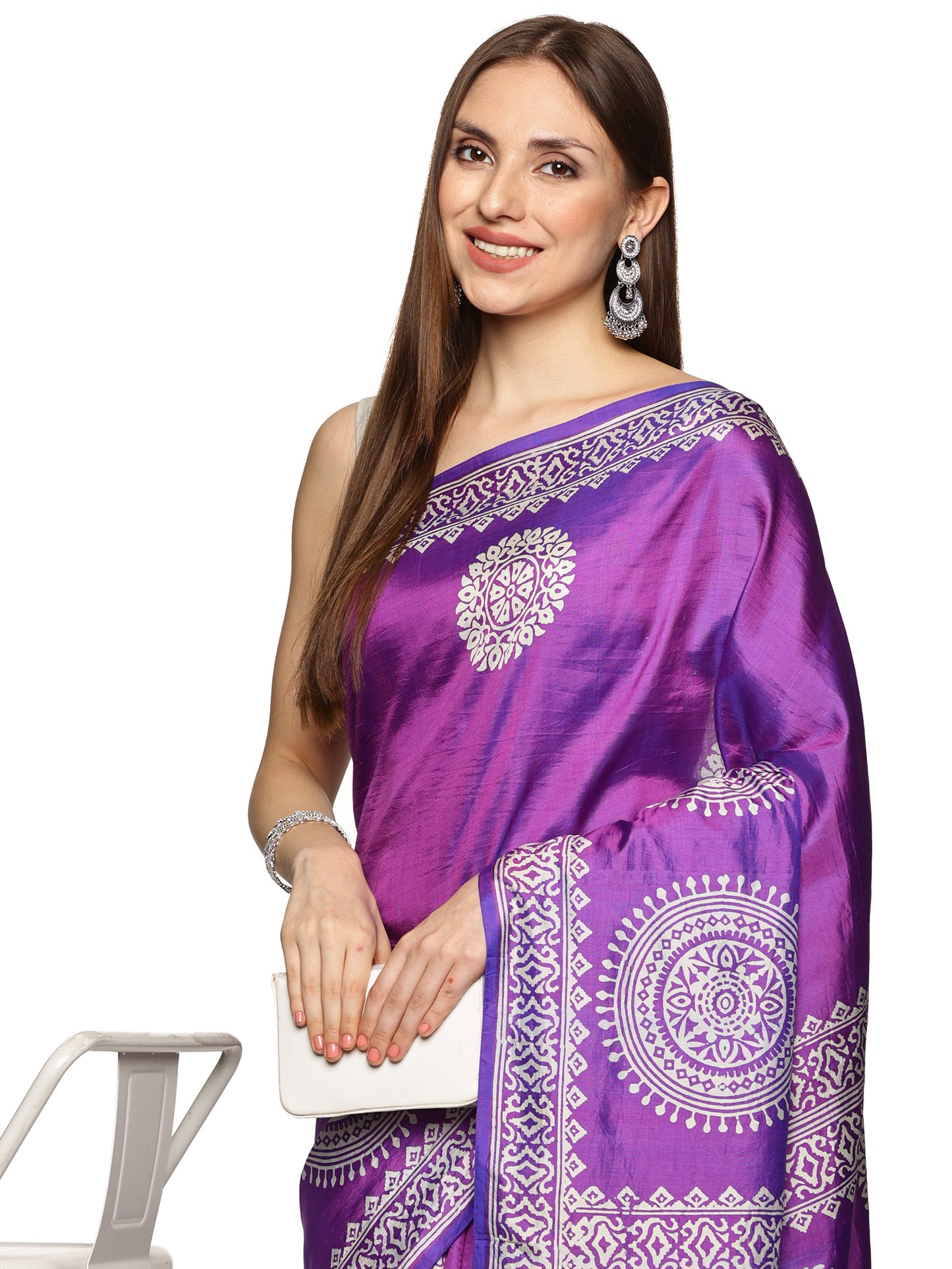 Purple Bishnupur Silk Saree