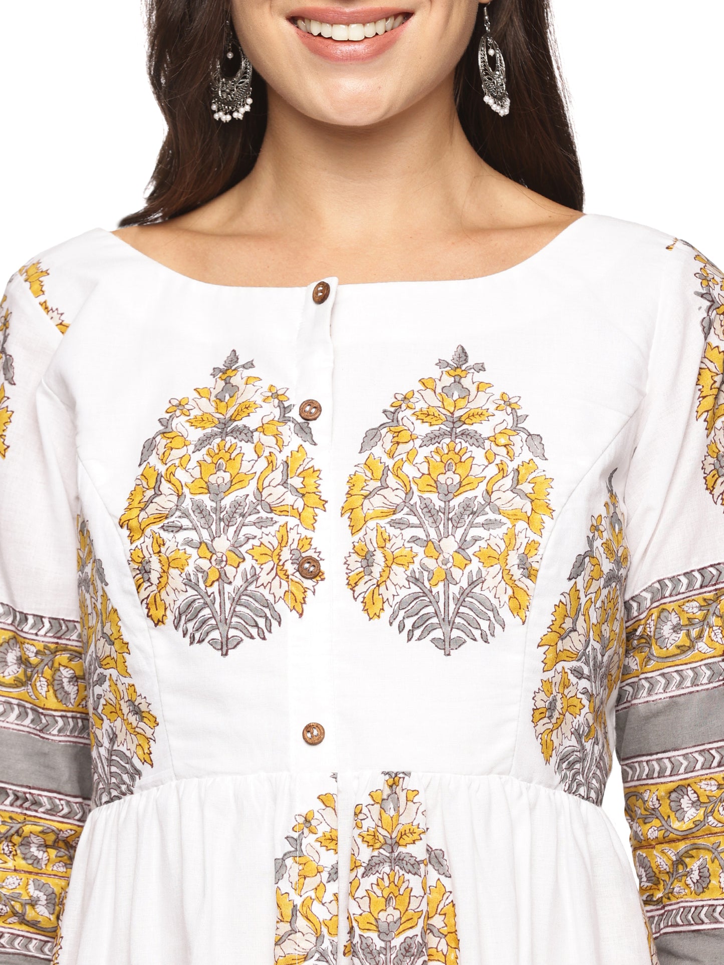Block Printed Pure Cotton Long Dress