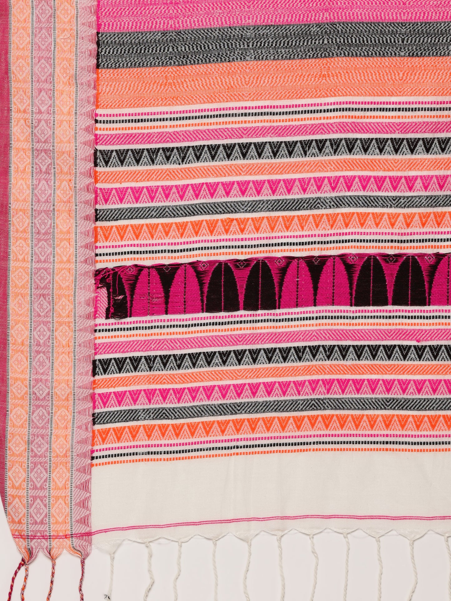Grey Pink Handwoven Khadi Cotton Saree