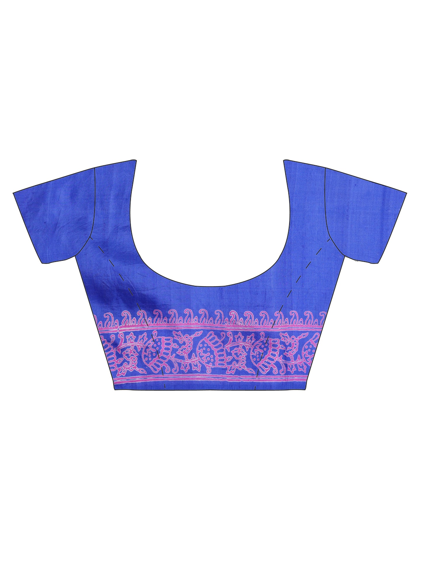 Blue Block printed Bishnupur Silk Saree