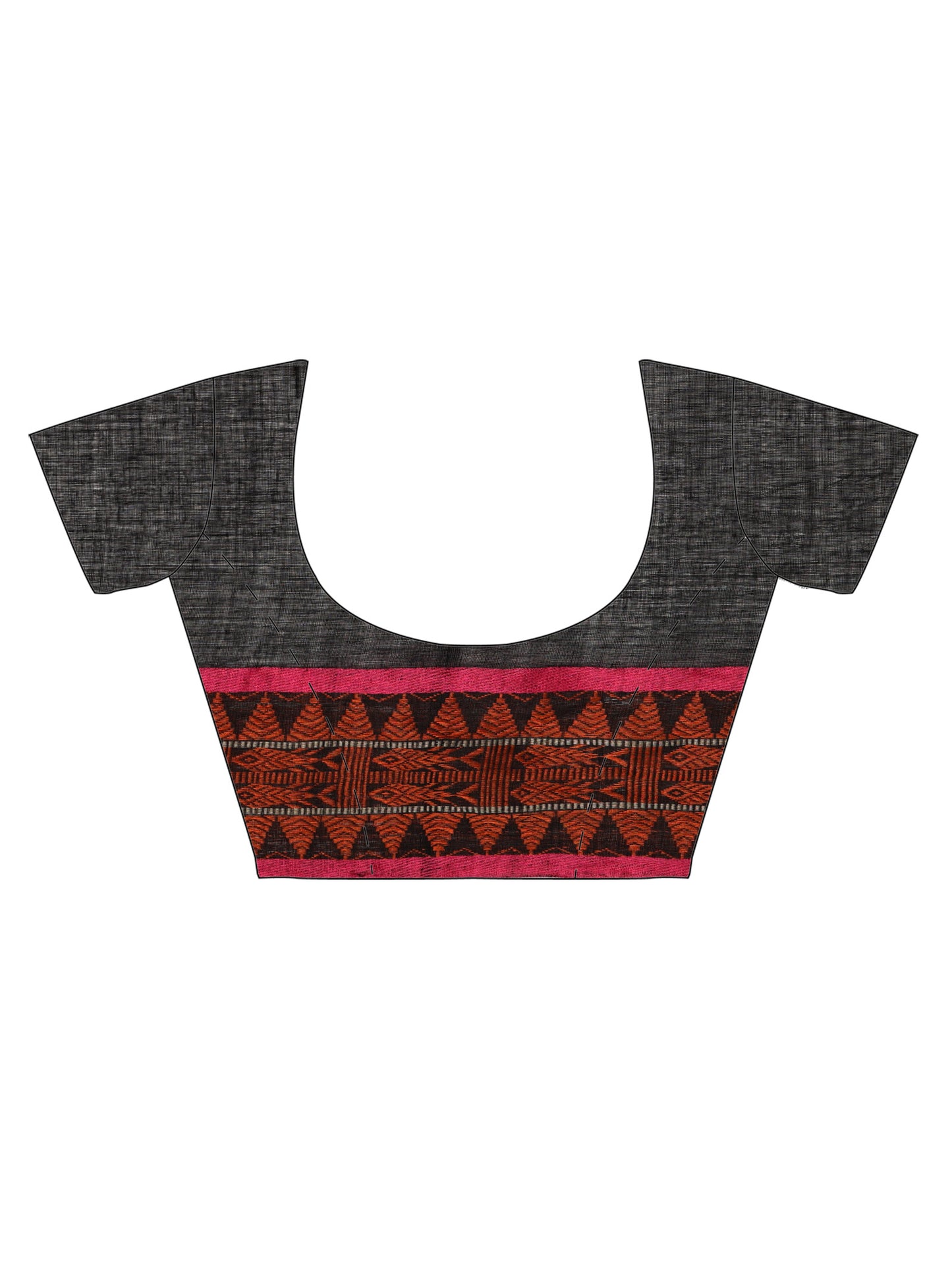 Black Pink Handwoven Khadi Cotton Saree