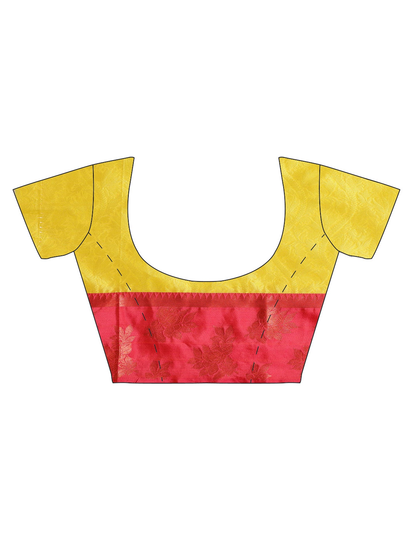 Yellow Red Silk Cotton Brocade Banarasi Saree