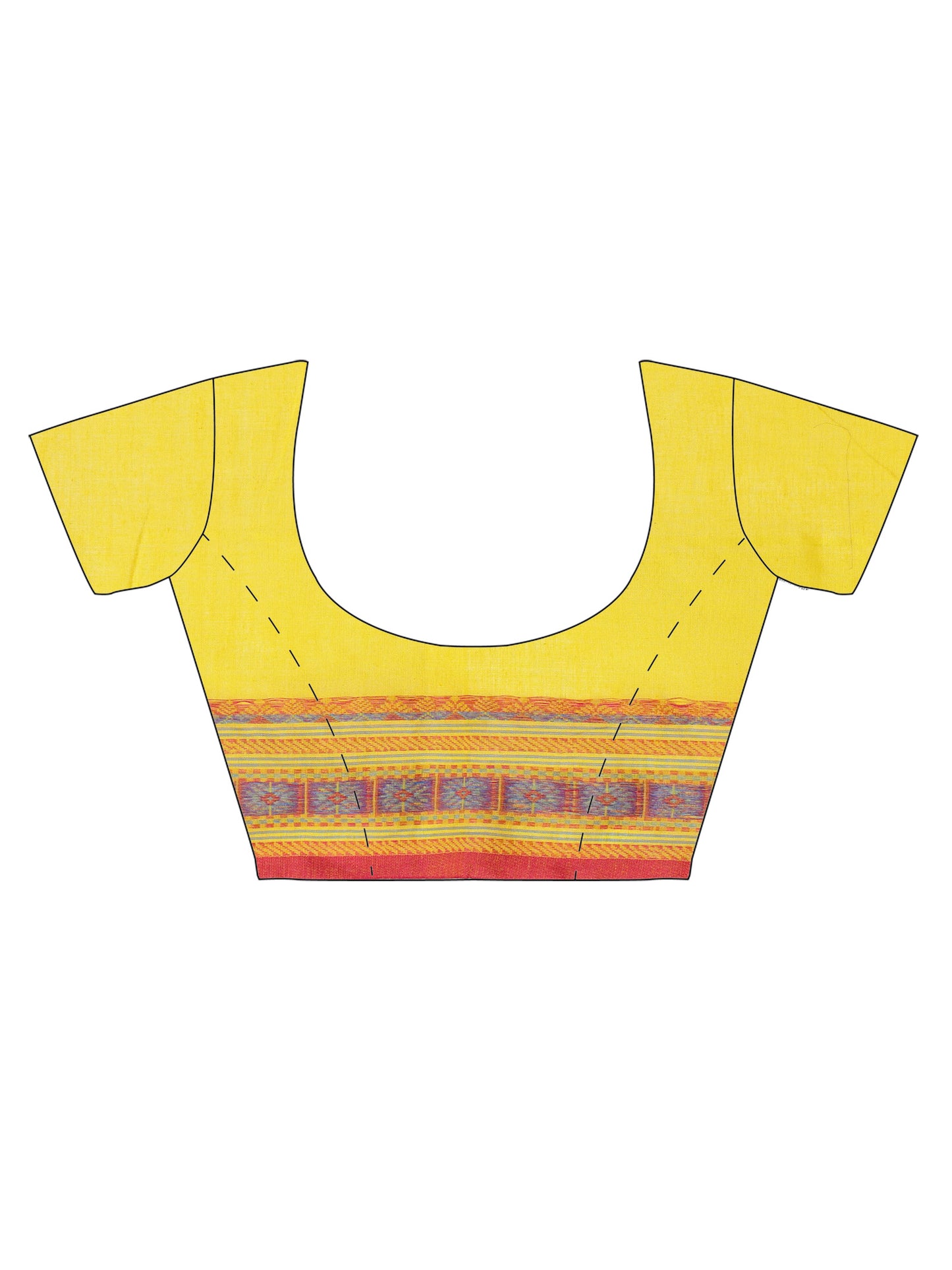 Yellow Pink Handwoven Kadi Cotton Saree