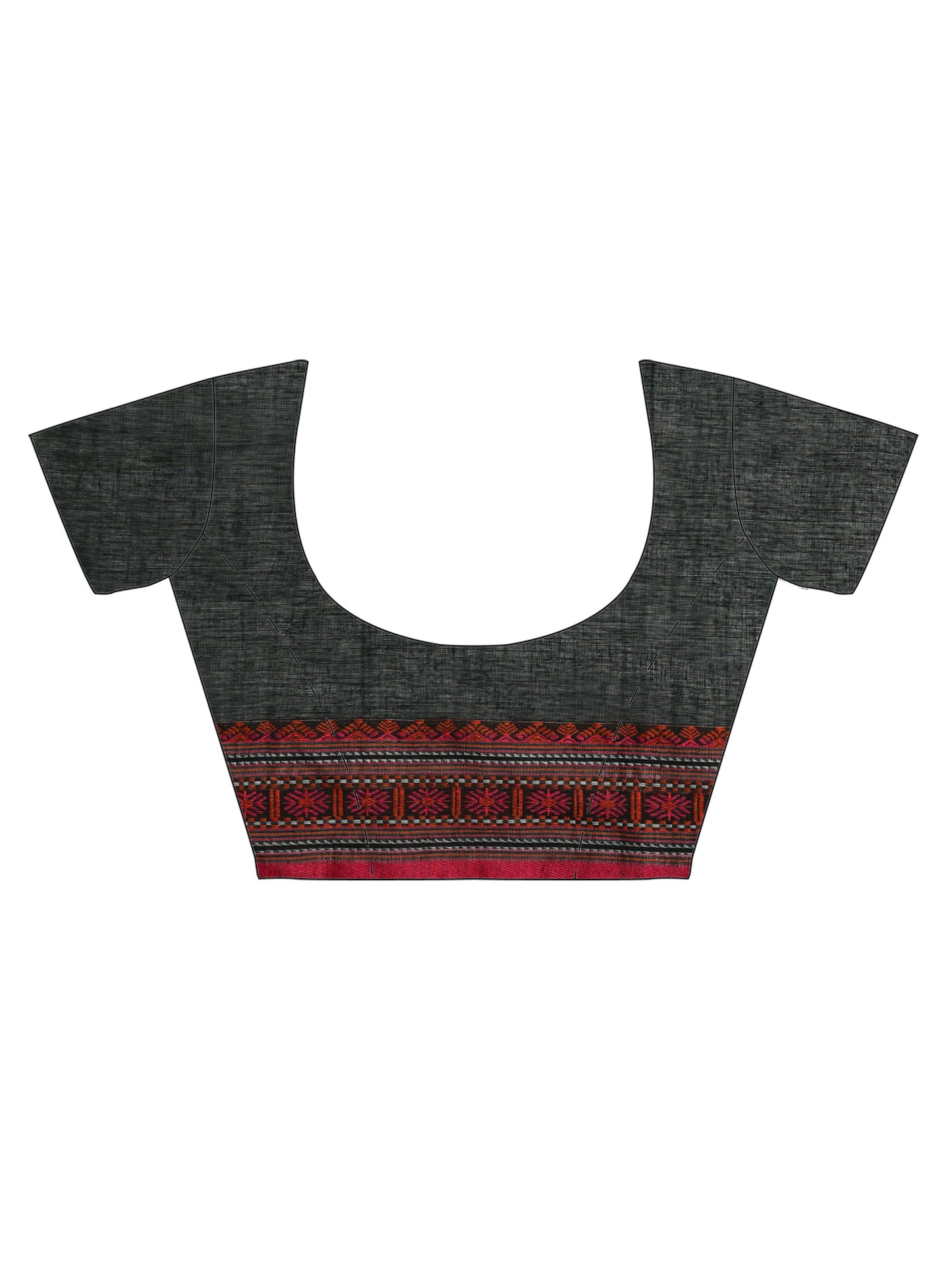 Black & Pink Handwoven Khadi Cotton Saree