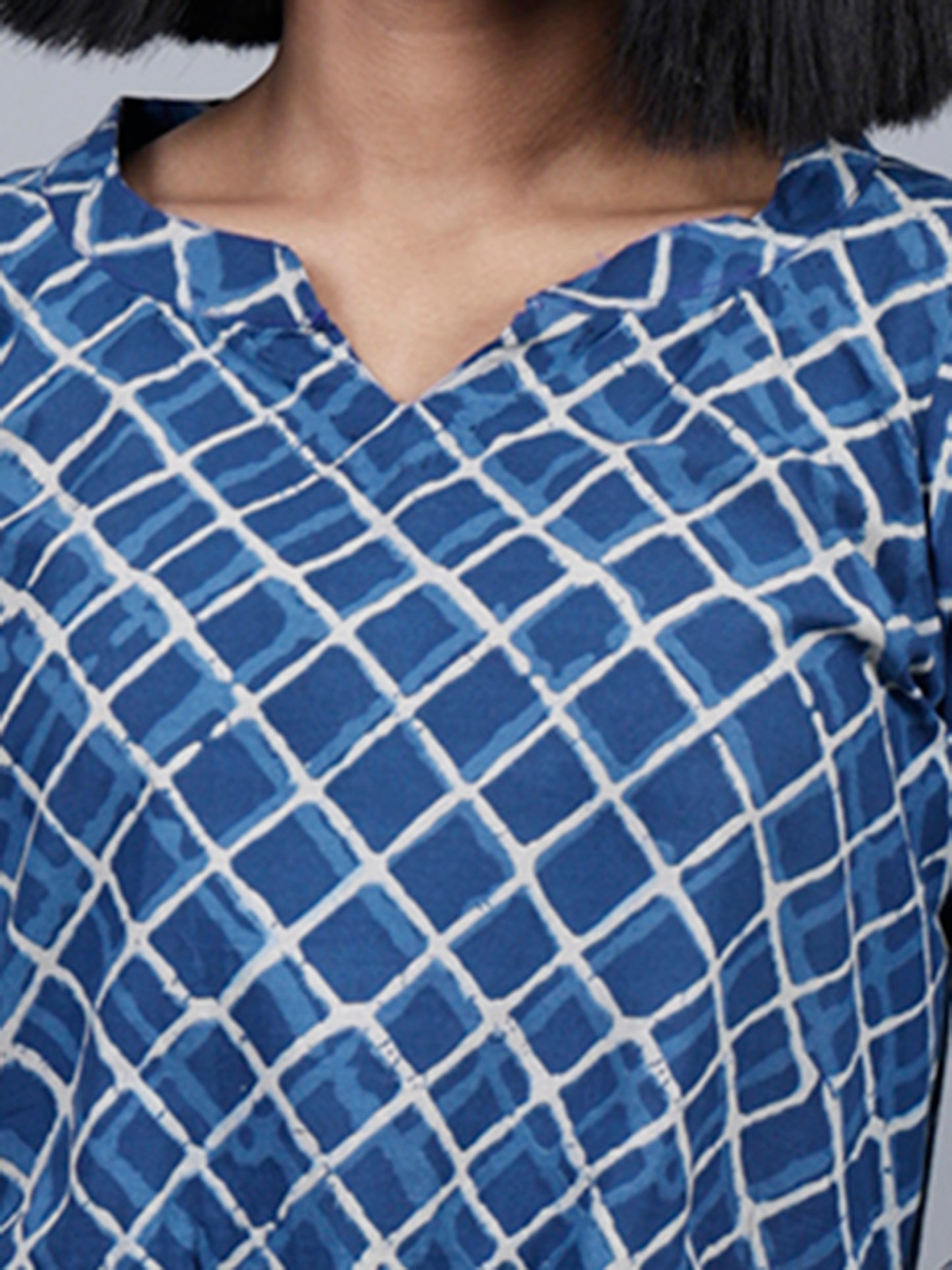 Blue Colour Frilled Kurta