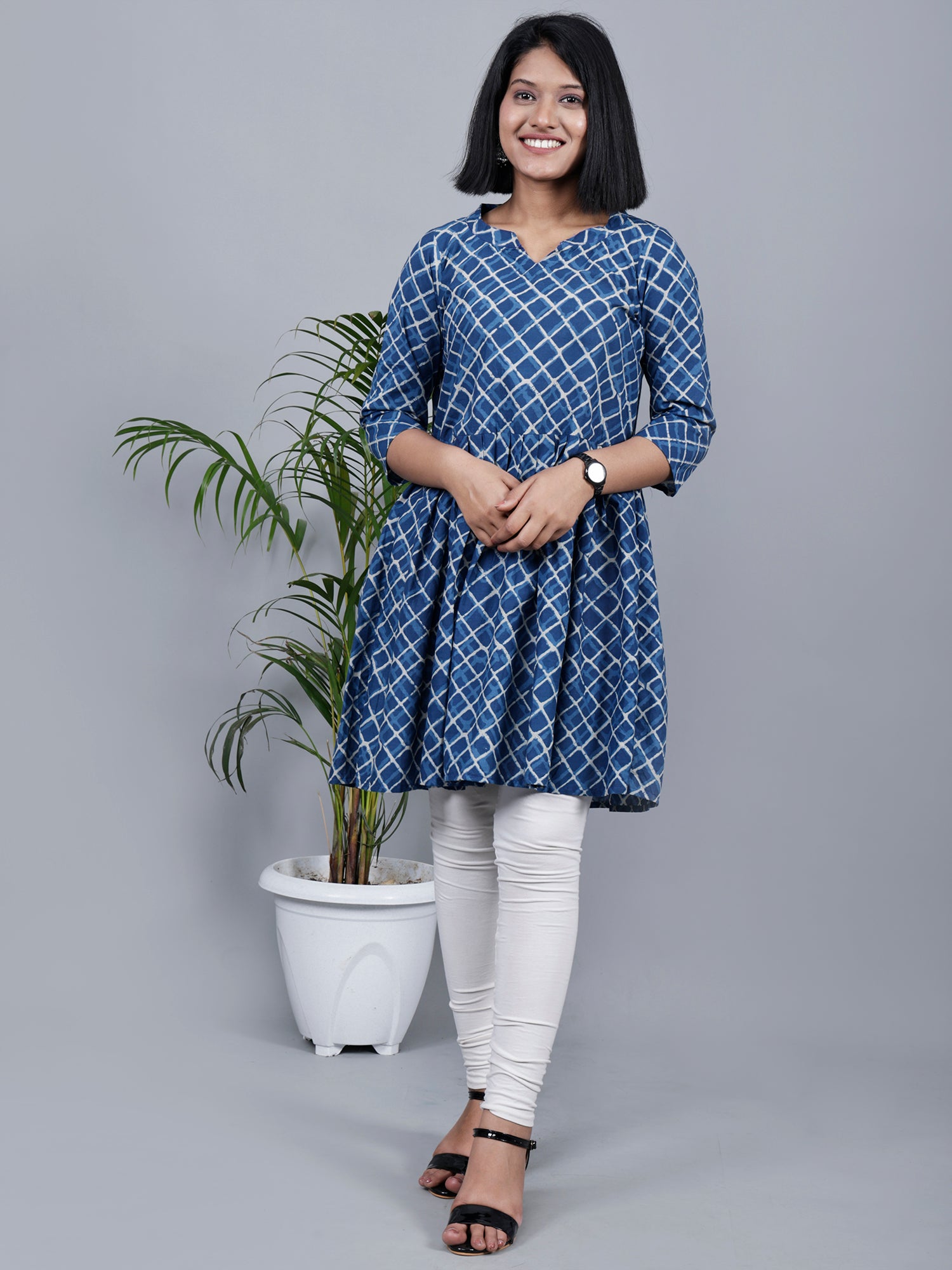 Blue Colour Frilled Kurta