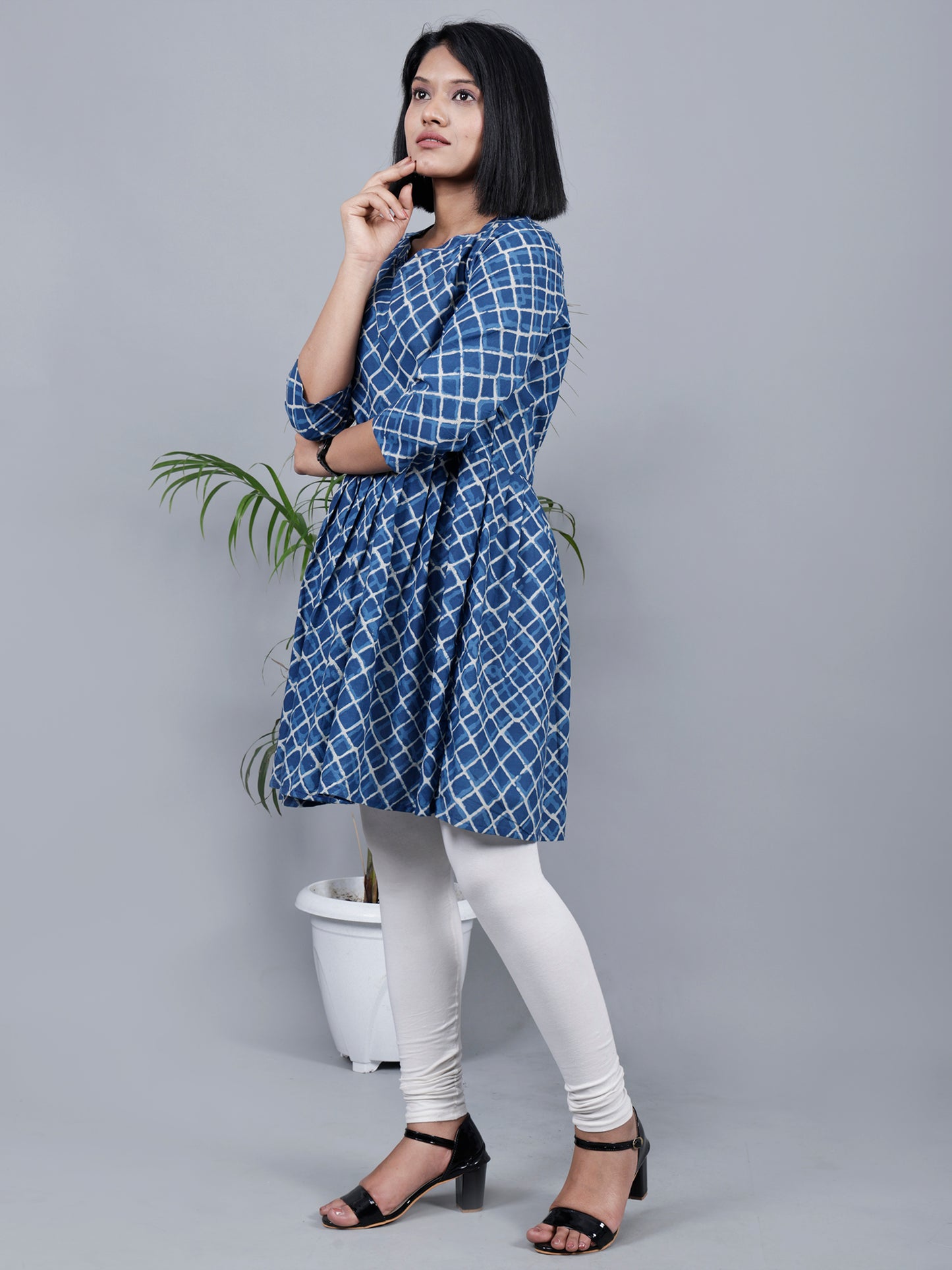 Blue Colour Frilled Kurta