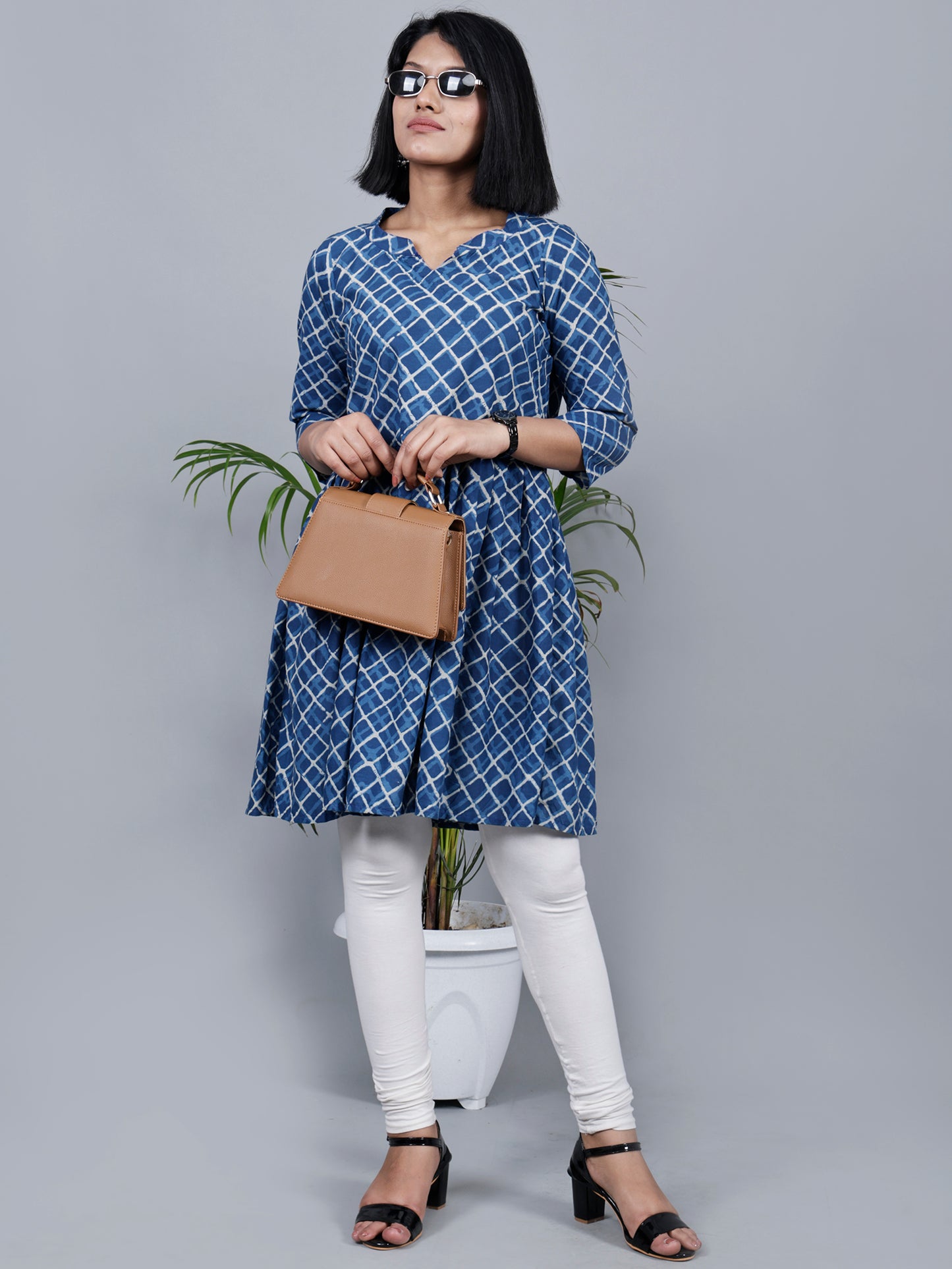 Blue Colour Frilled Kurta