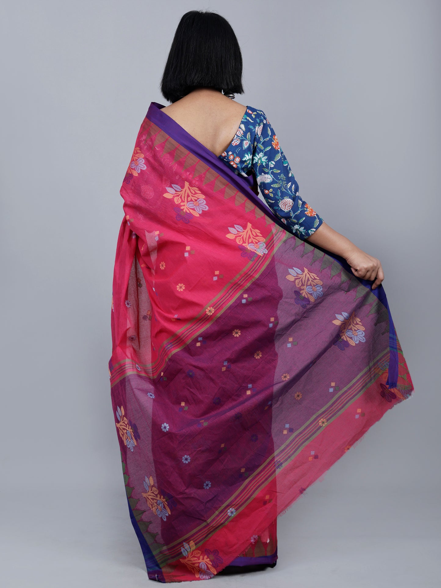 Rani pink Bengal Cotton Saree