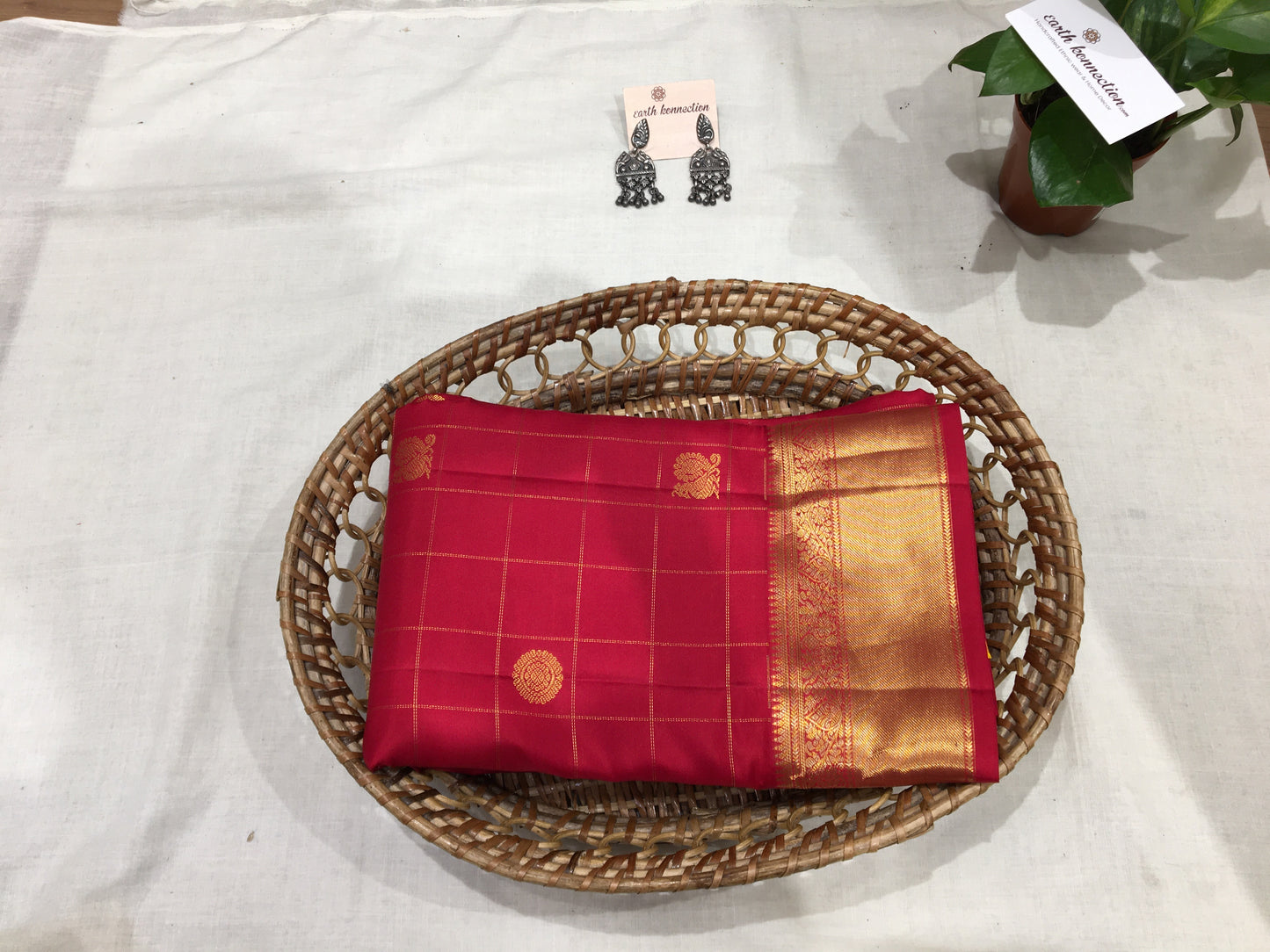 Pure Kanjivaram Jari Check Butta Fancy Saree