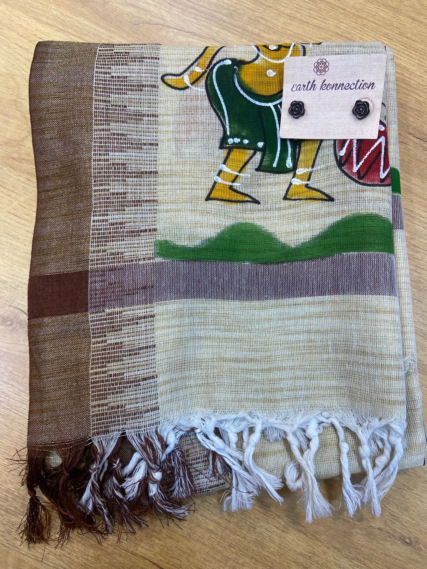 Hand pained khadi dupatta