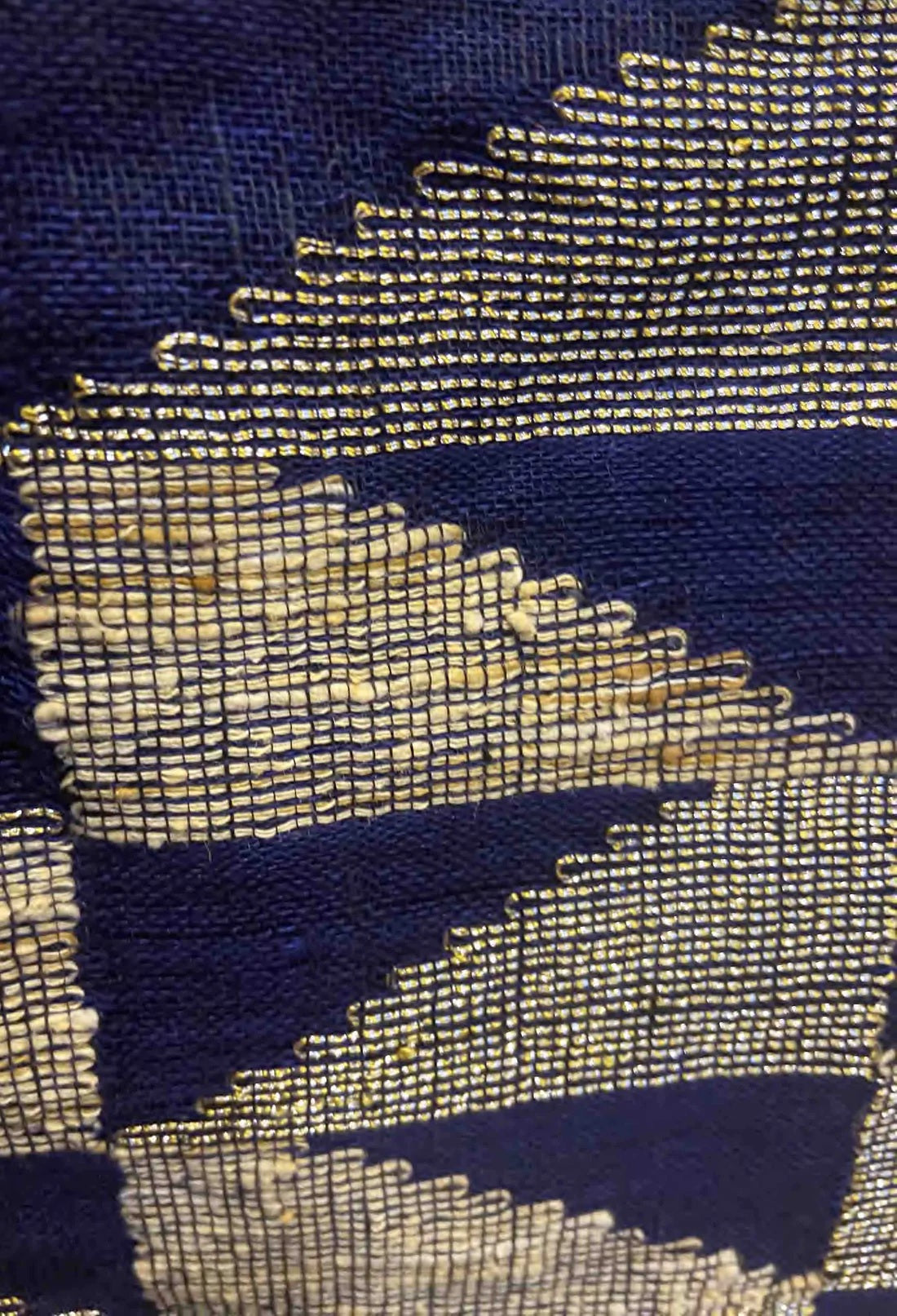 Navy Blue Jamdani Work Linen Saree