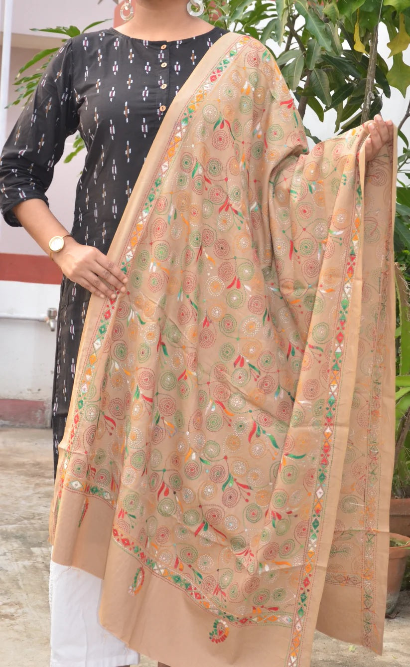 Earth Konnection Allover Kantha Cotton Dupatta