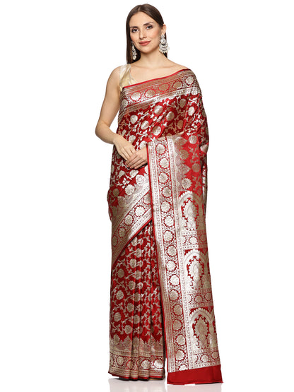 Red Pure Silk Banarasi Saree