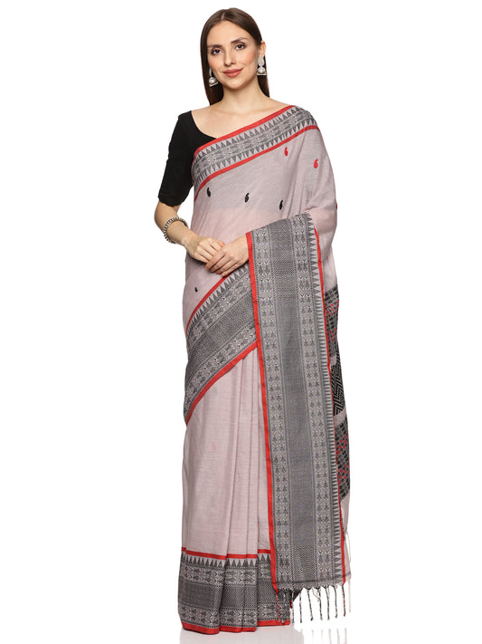 Black & Grey Handwoven Khadi Cotton Saree