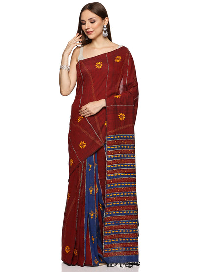 Maroon Kesh Kantha Saree