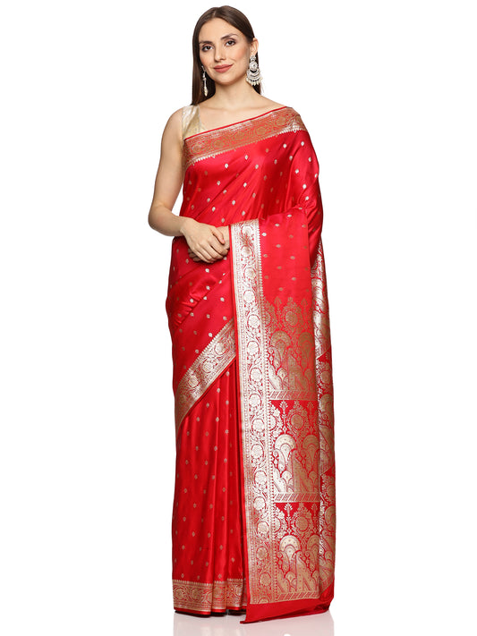 Red Pure Silk Banarasi Saree