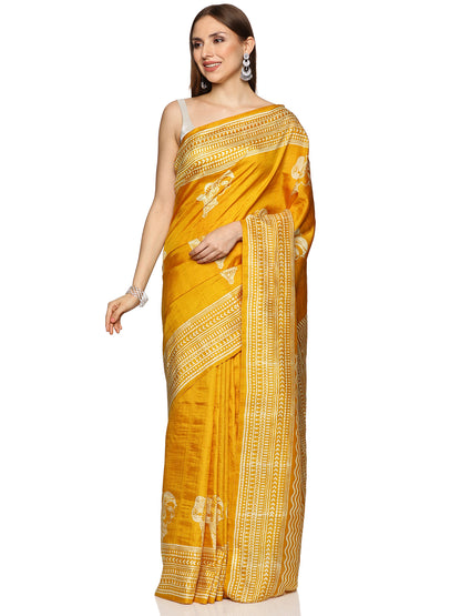 Yellow Bishnupur Silk Saree