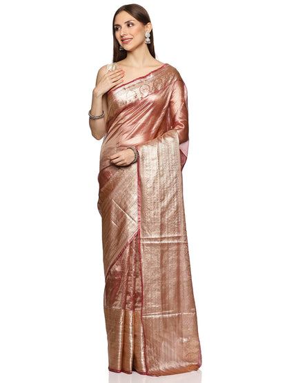 Pink and Gold Tissue Banarasi Saree