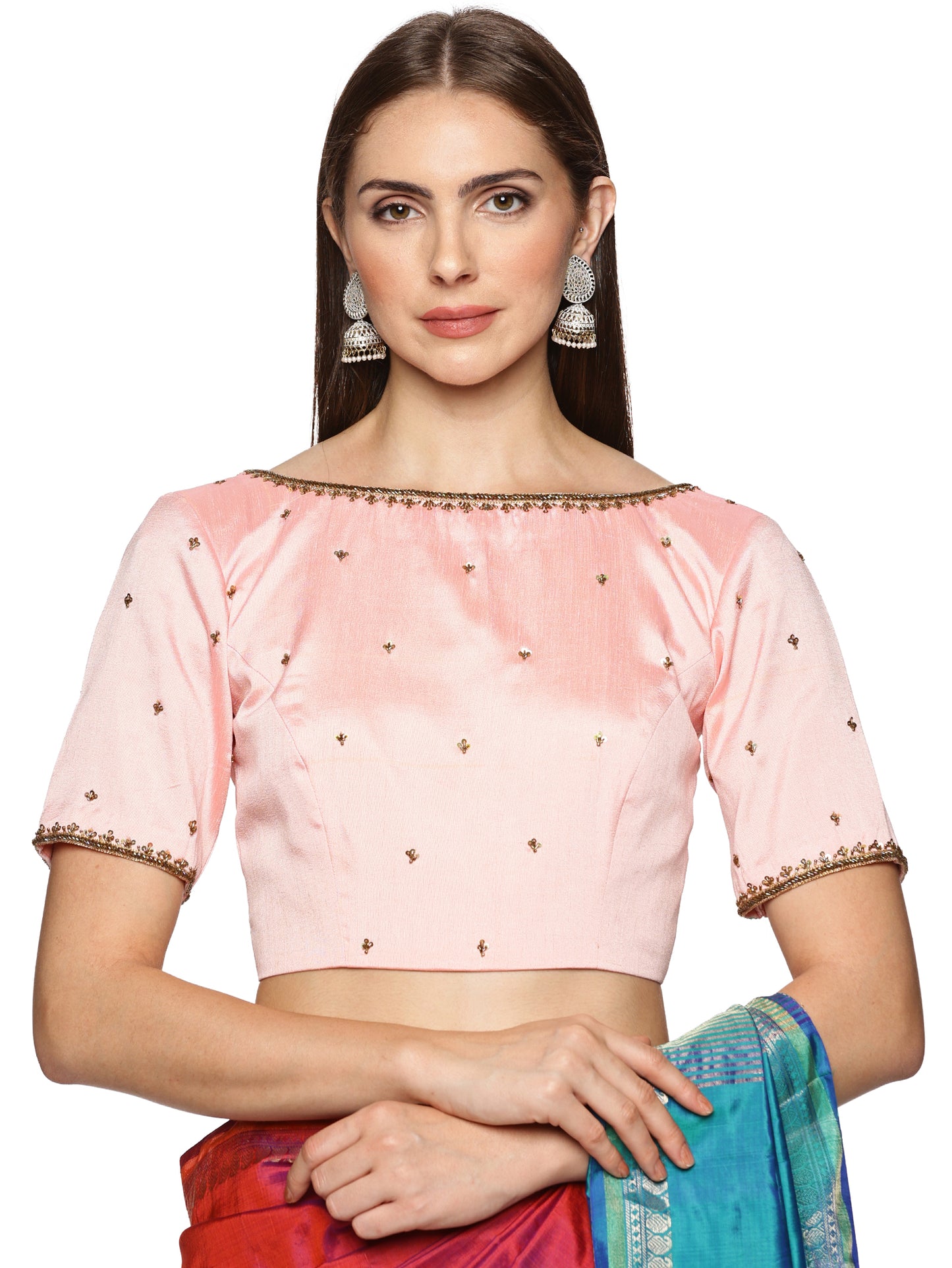 Boat Neck hand Embroidered Blouses