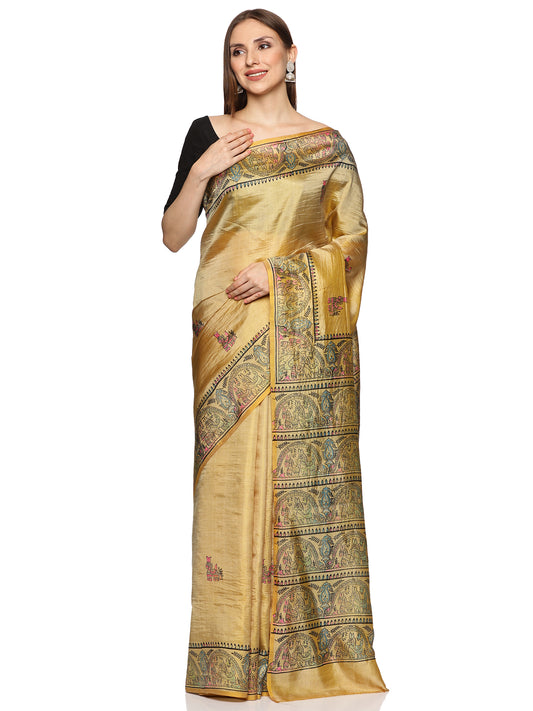 Gold Bishnupur Silk Saree