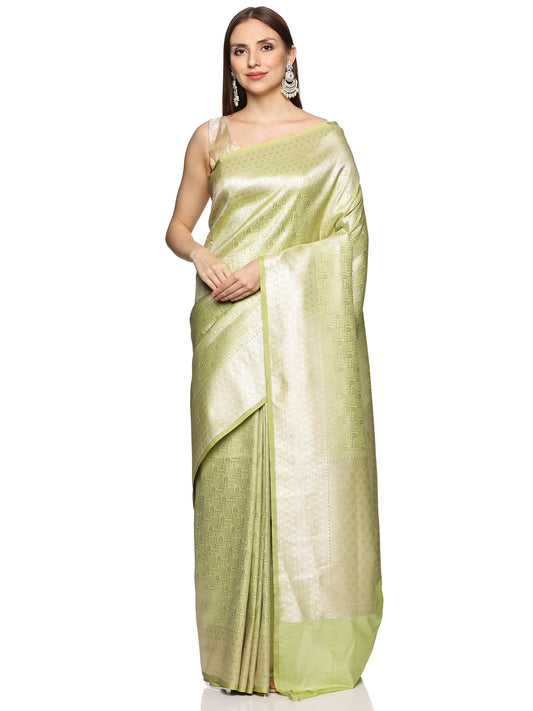 Light Green Pure Silk Tanchoi Brocade Banarasi Saree