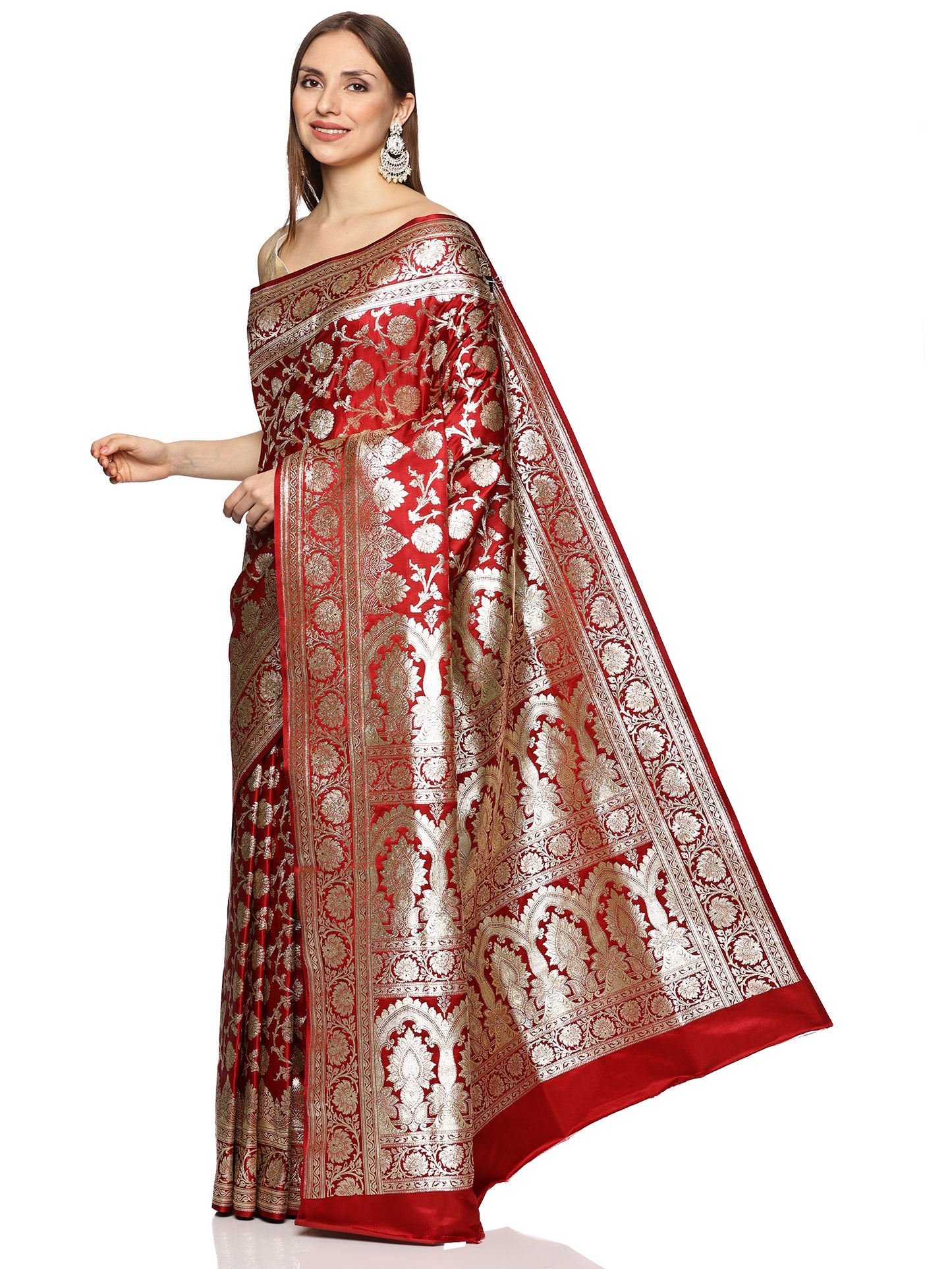 Red Pure Silk Banarasi Saree