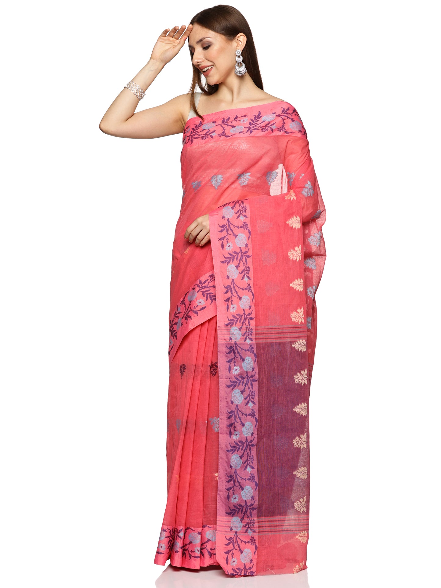 Pink Bengal Cotton Saree