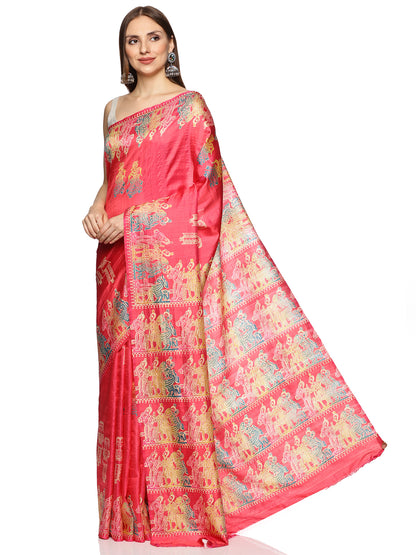 Pink Bishnupur Silk Saree