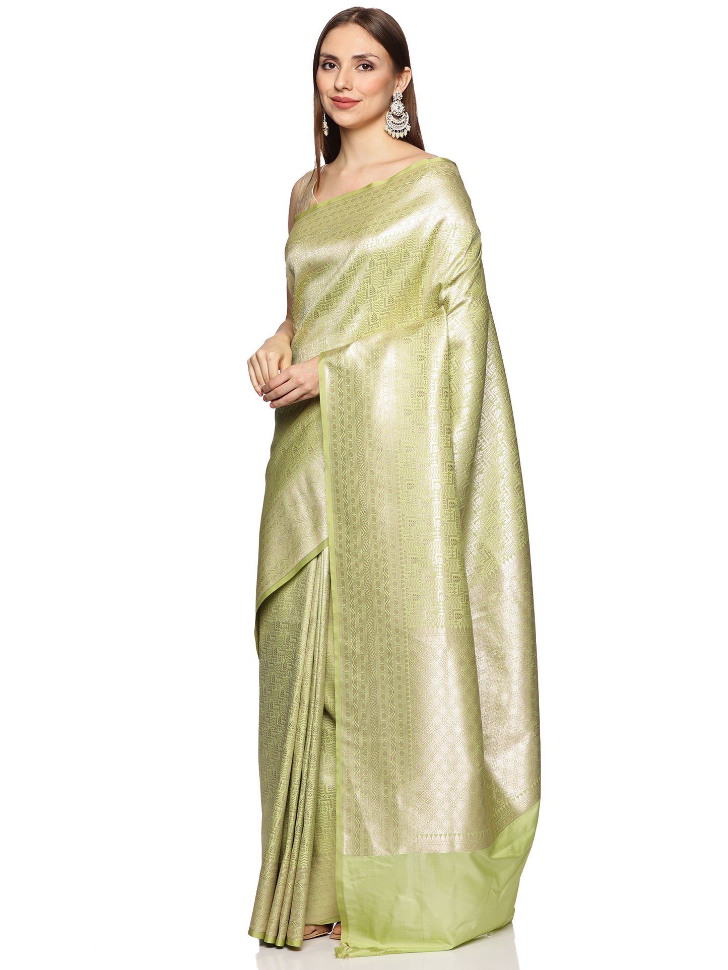 Light Green Pure Silk Tanchoi Brocade Banarasi Saree