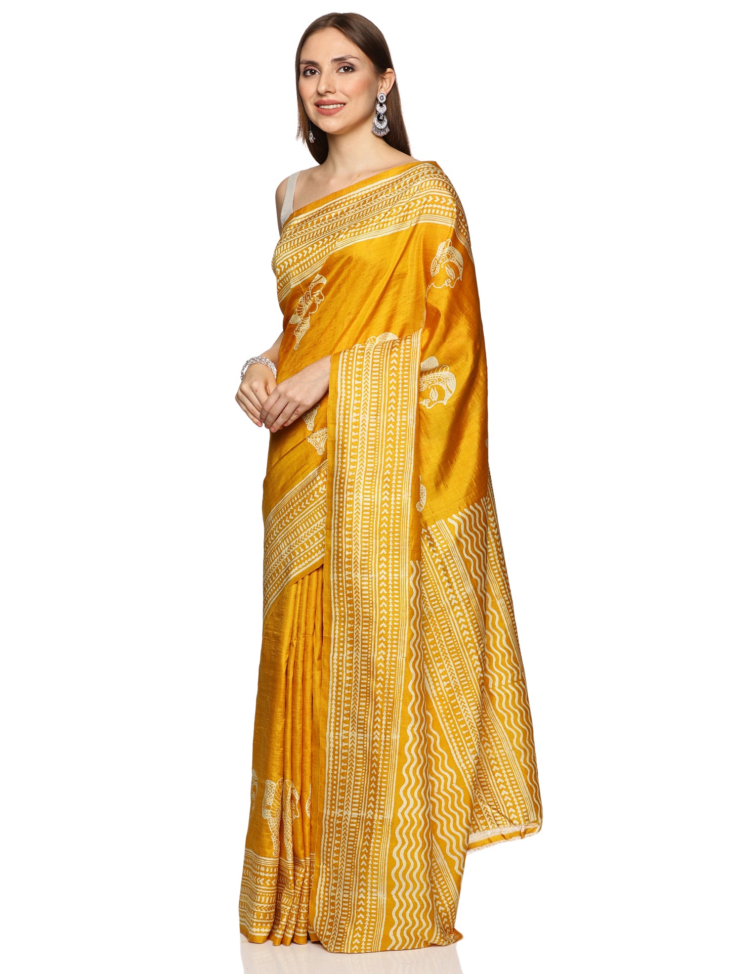 Yellow Bishnupur Silk Saree