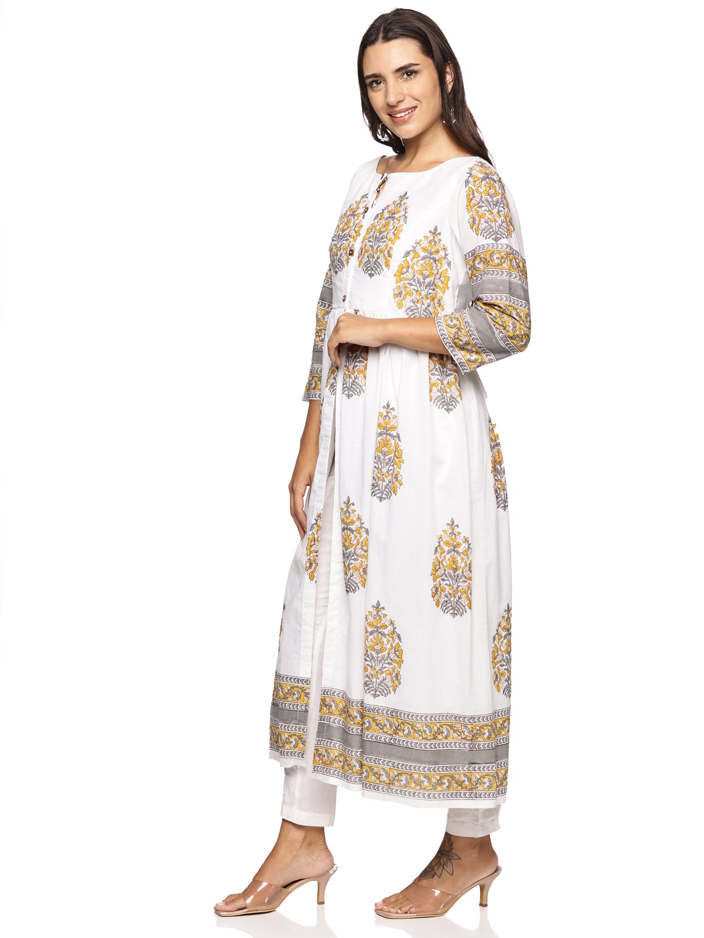 Block Printed Pure Cotton Long Dress