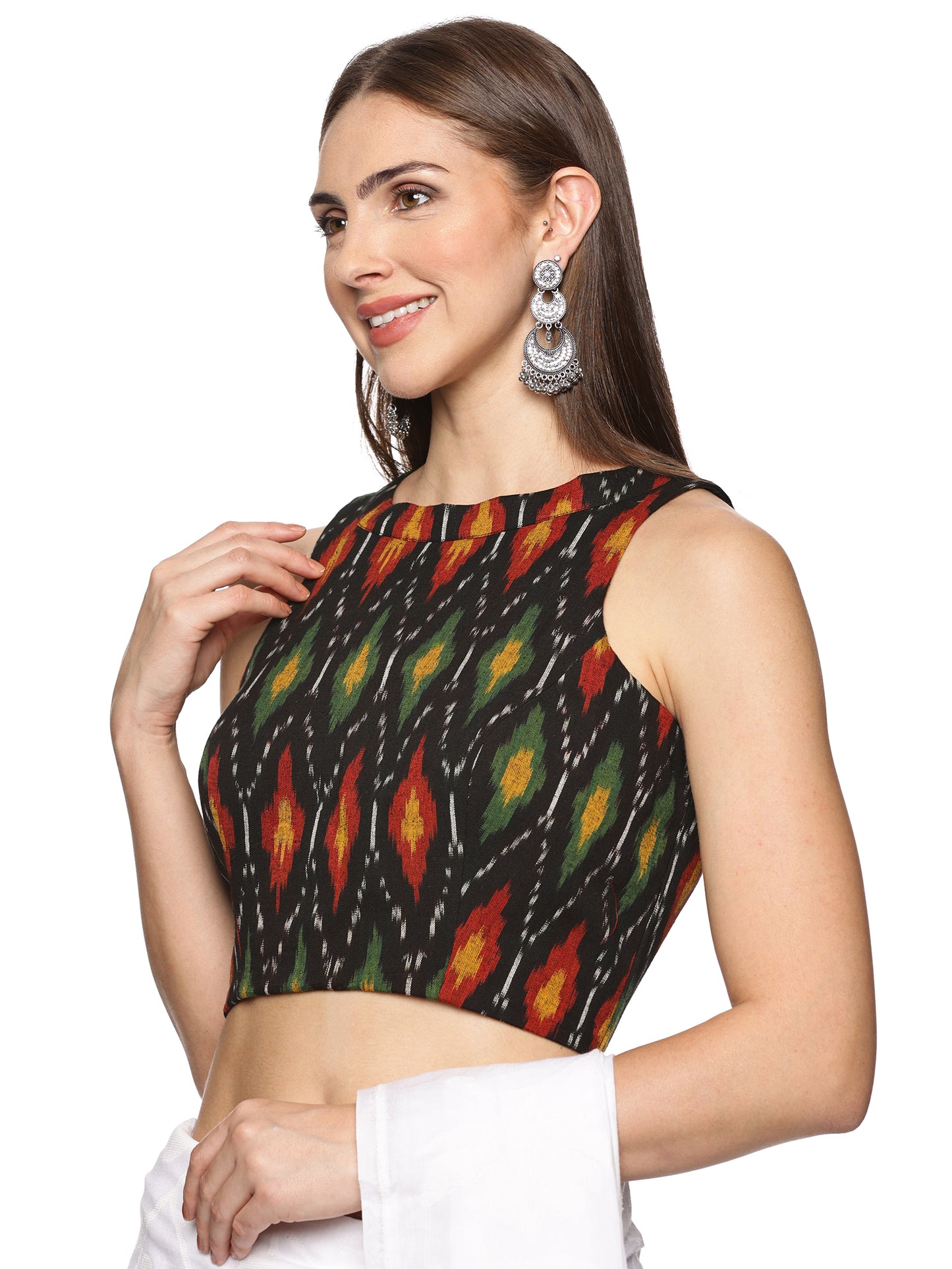 Black Ikat halter neck Blouse