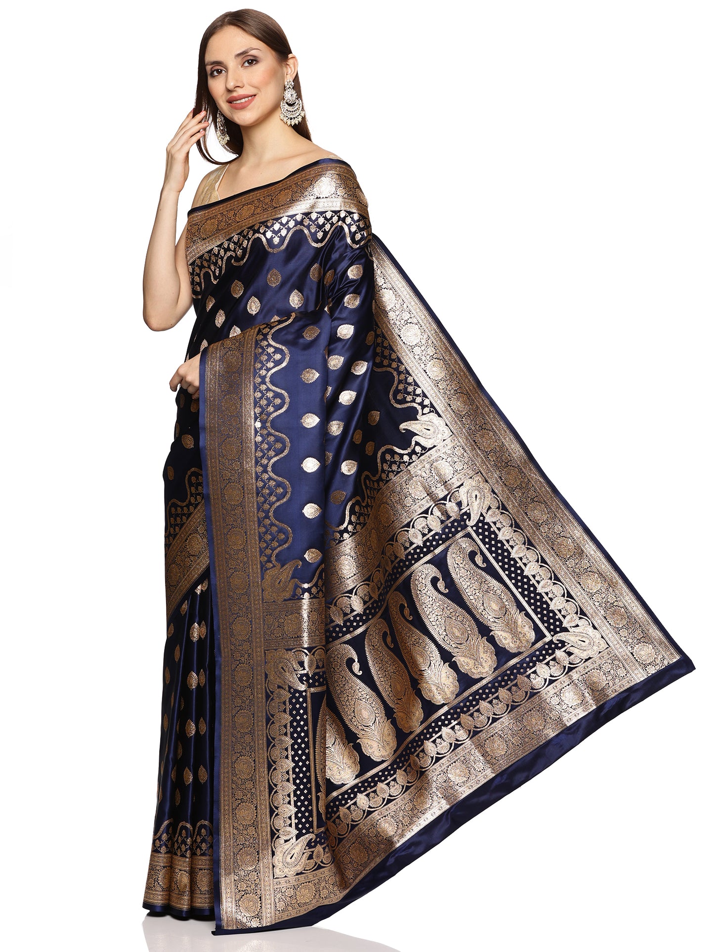 Blue Pure Silk Banarasi Saree