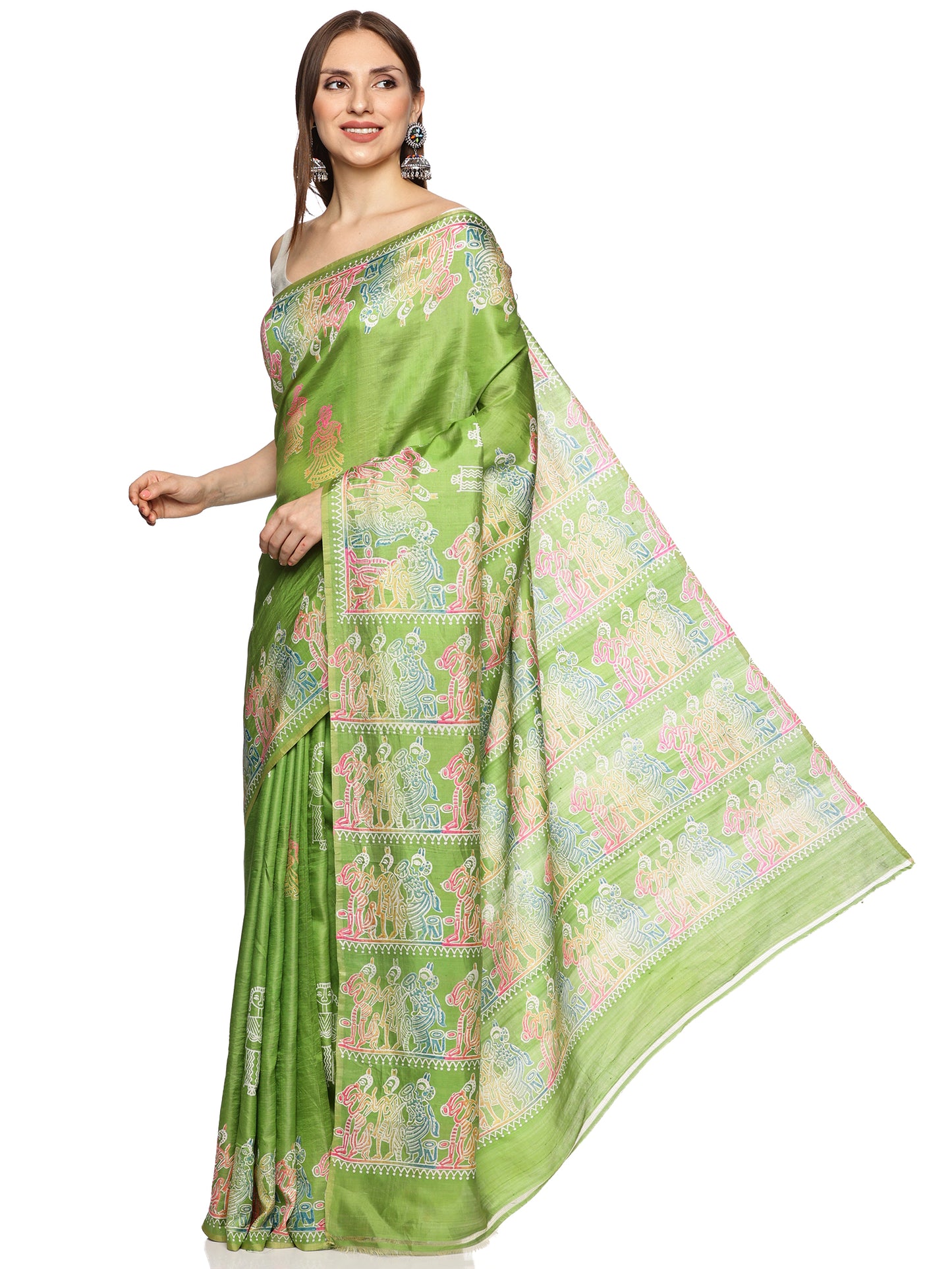 Green Bishnupur Silk Saree