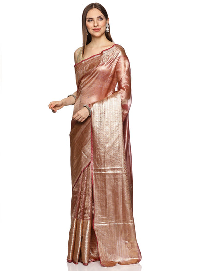 Pink and Gold Tissue Banarasi Saree