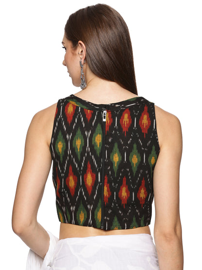 Black Ikat halter neck Blouse